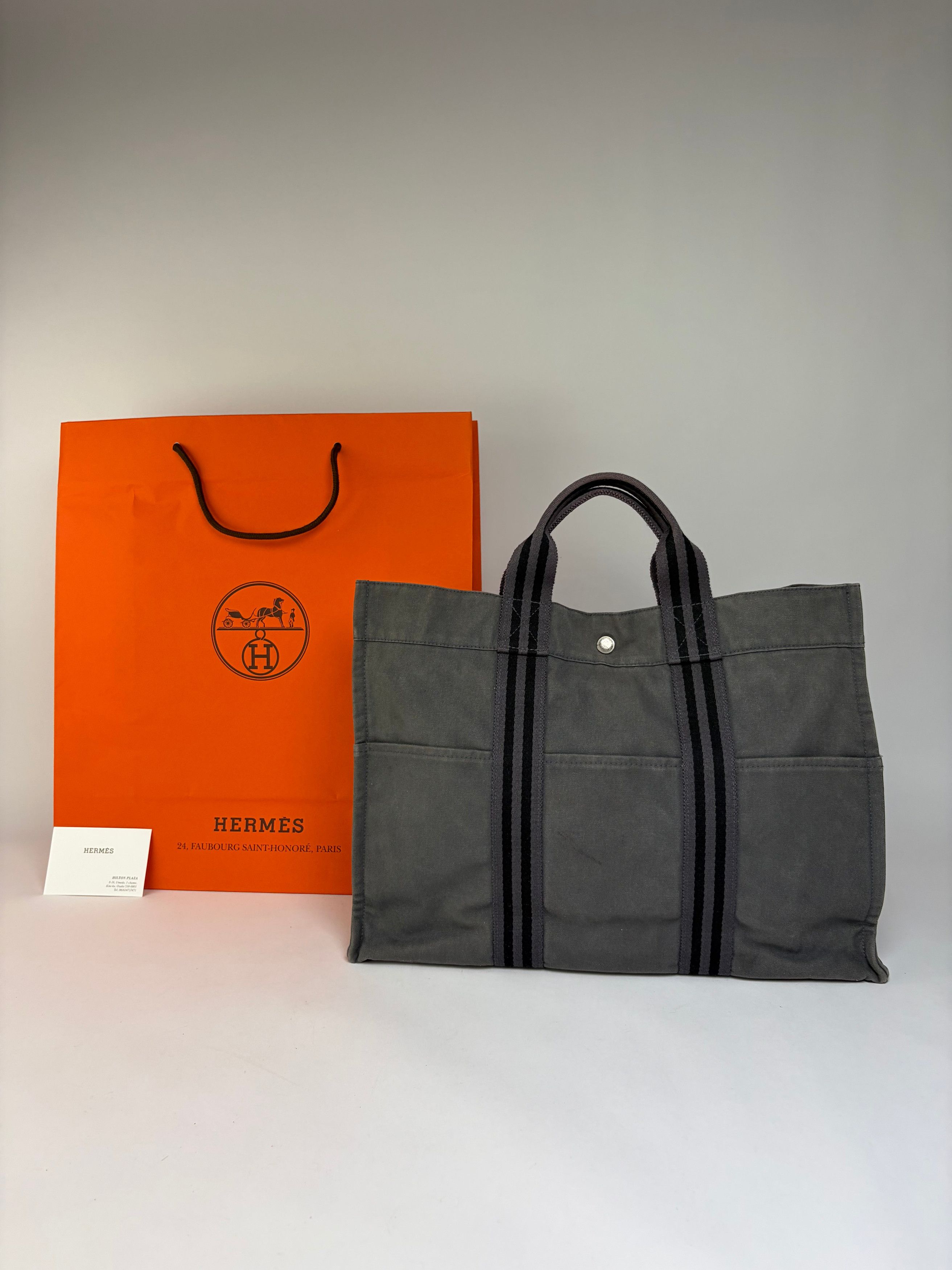 Hermes Vintage Hermès Garden Party Canvas Tote Dark Grey Black Size ONE SIZE - 2 Thumbnail
