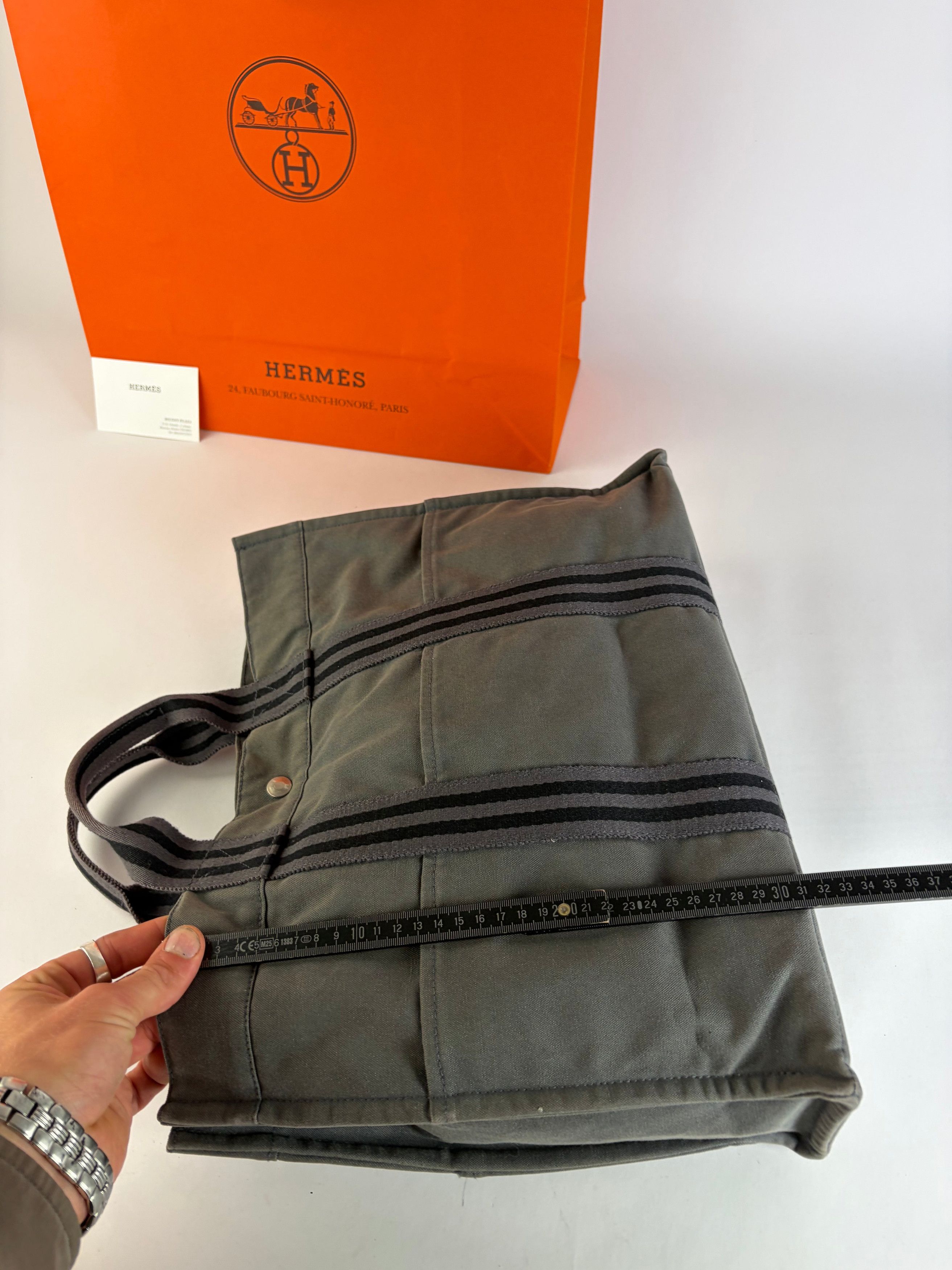 Hermes Vintage Hermès Garden Party Canvas Tote Dark Grey Black Size ONE SIZE - 11 Thumbnail
