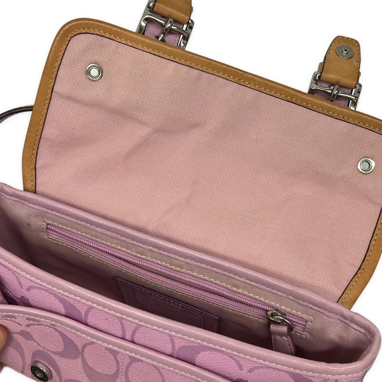 Coach COACH Pink Signature Flap Shoulder Bag Size ONE SIZE - 8 Thumbnail