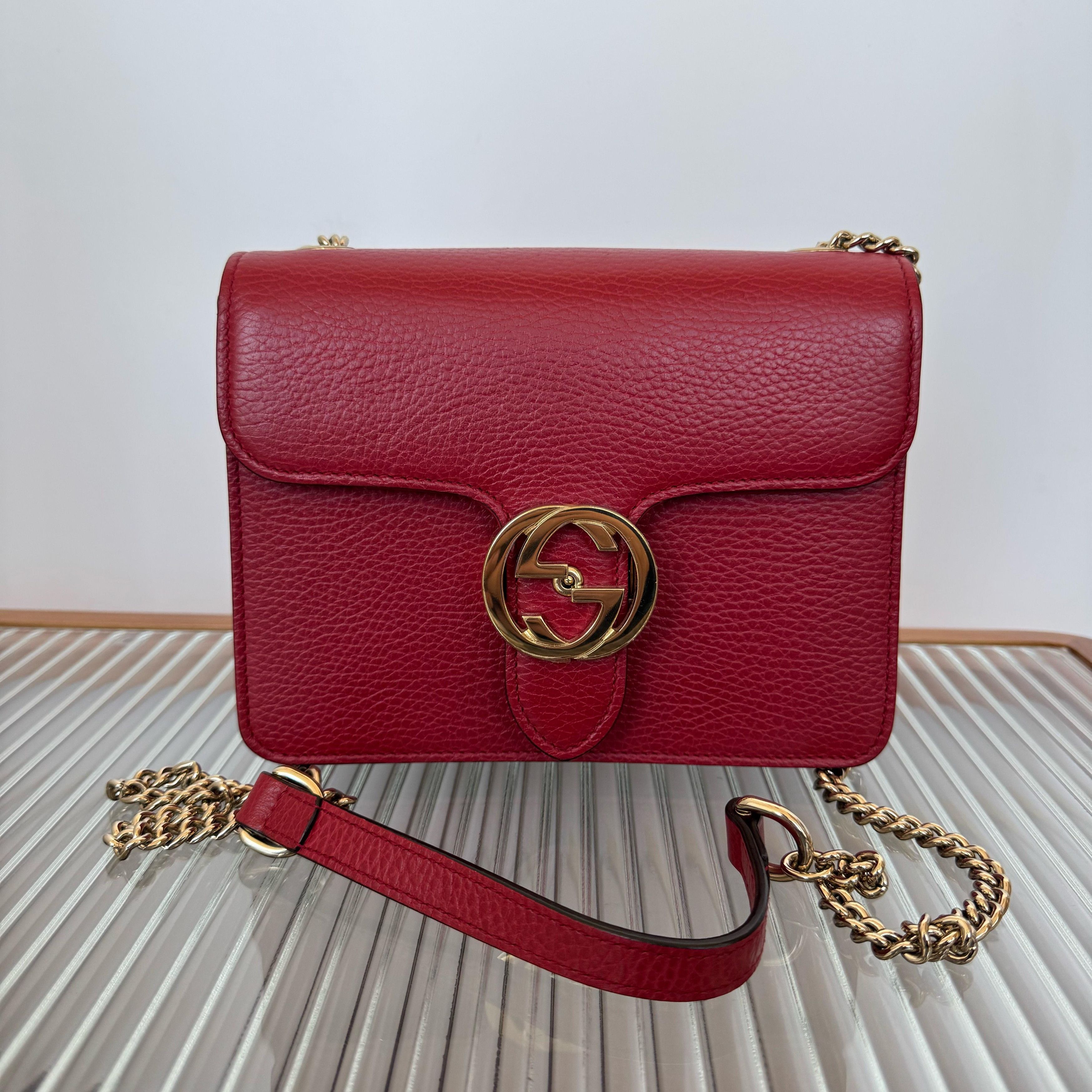 Gucci Gucci Interlocking G Red Leather Shoulder Bag Size ONE SIZE - 2 Thumbnail