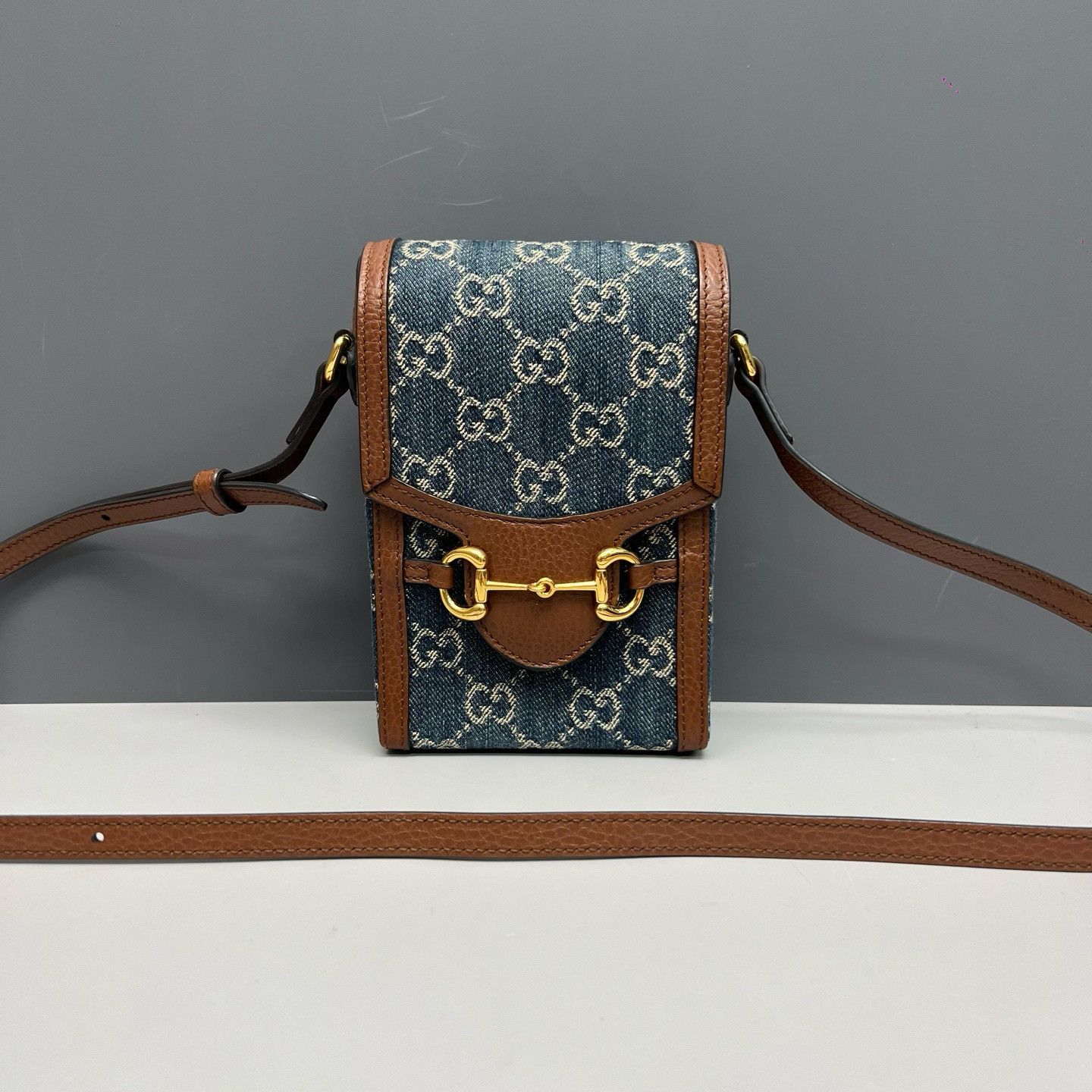 Gucci Gucci Horsebit 1955 Mini Denim Crossbody Bag Size ONE SIZE - 2 Thumbnail