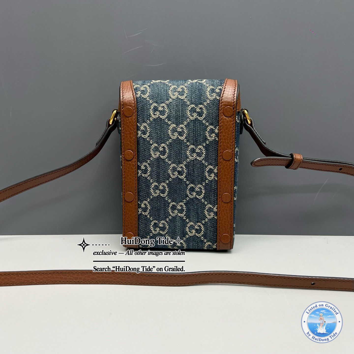 Gucci Gucci Horsebit 1955 Mini Denim Crossbody Bag Size ONE SIZE - 5 Thumbnail