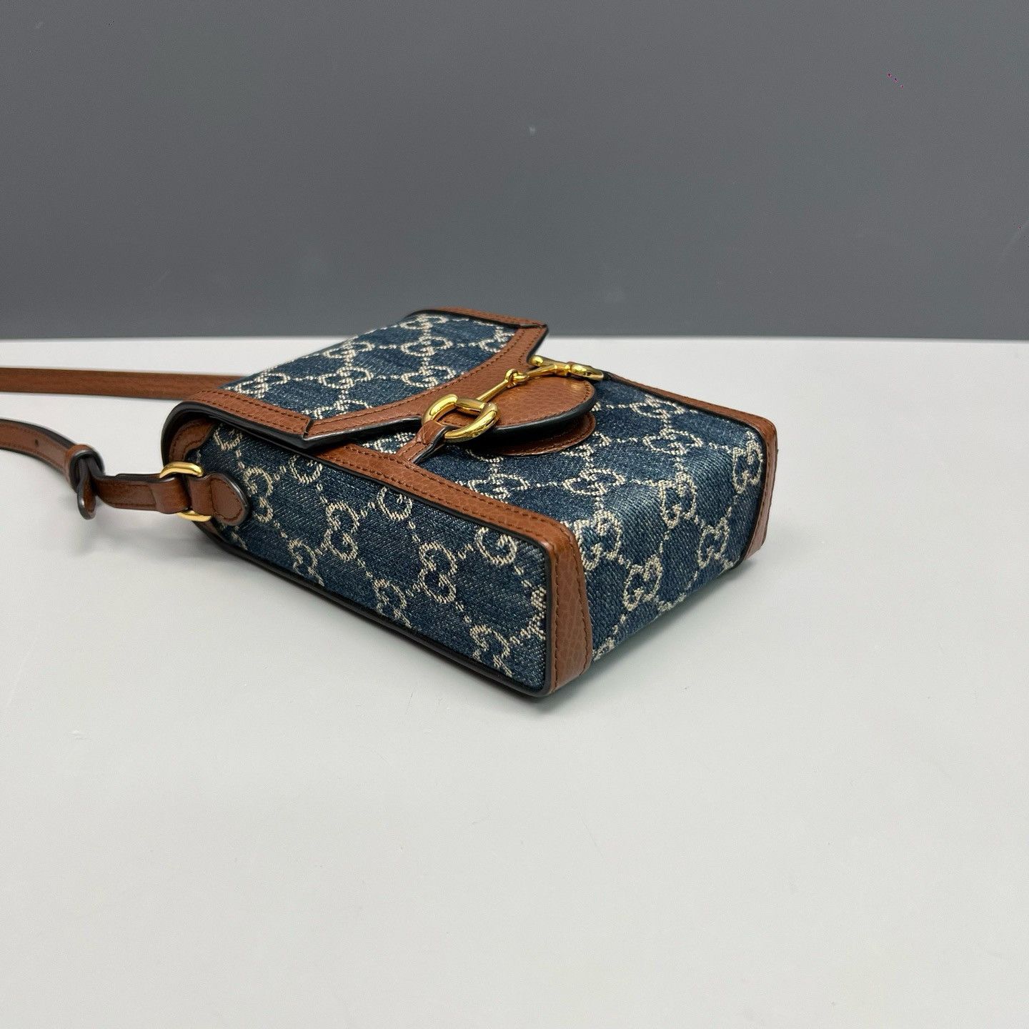 Gucci Gucci Horsebit 1955 Mini Denim Crossbody Bag Size ONE SIZE - 3 Thumbnail