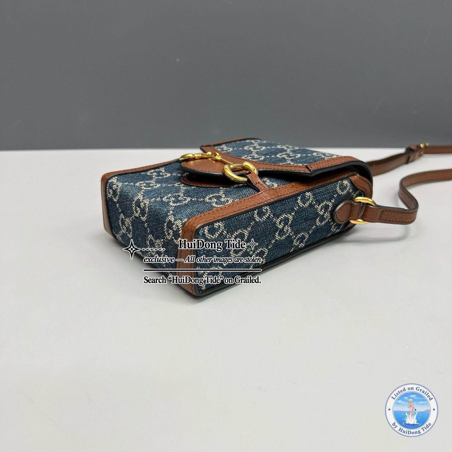 Gucci Gucci Horsebit 1955 Mini Denim Crossbody Bag Size ONE SIZE - 4 Thumbnail