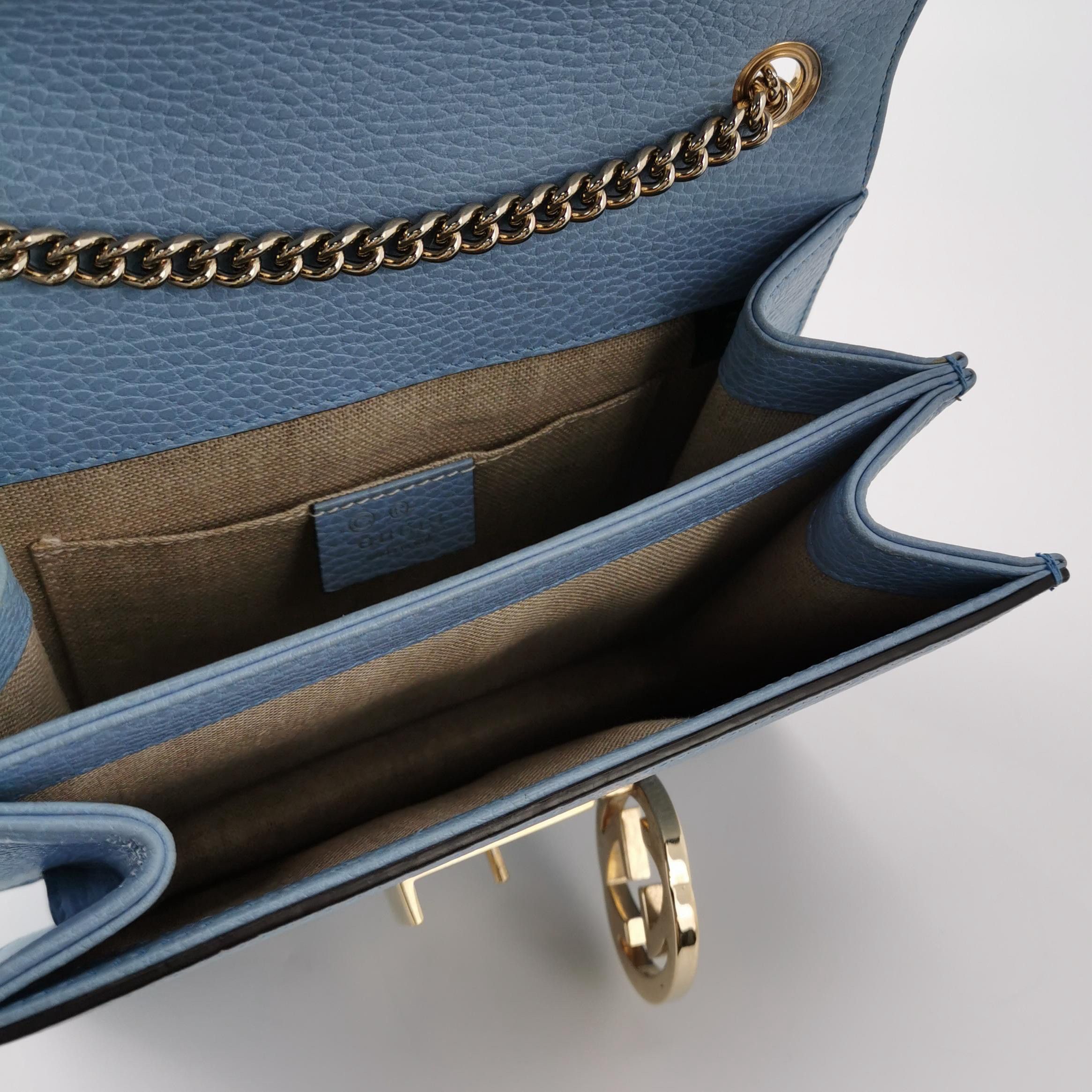 Gucci Gucci Interlocking G Blue Leather Shoulder Bag Size ONE SIZE - 7 Thumbnail