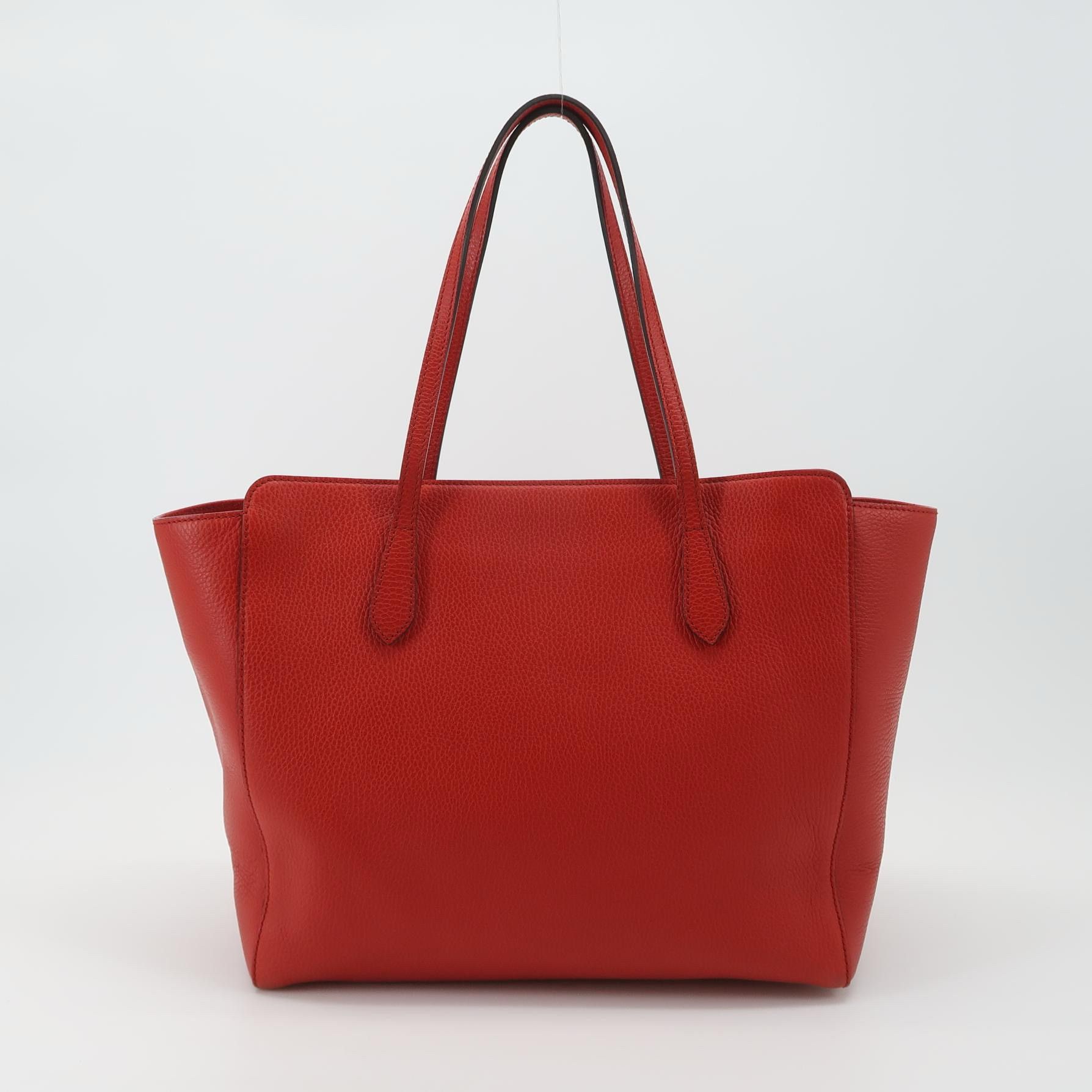 Gucci Gucci Swing Red Leather Tote Bag Size ONE SIZE - 5 Thumbnail