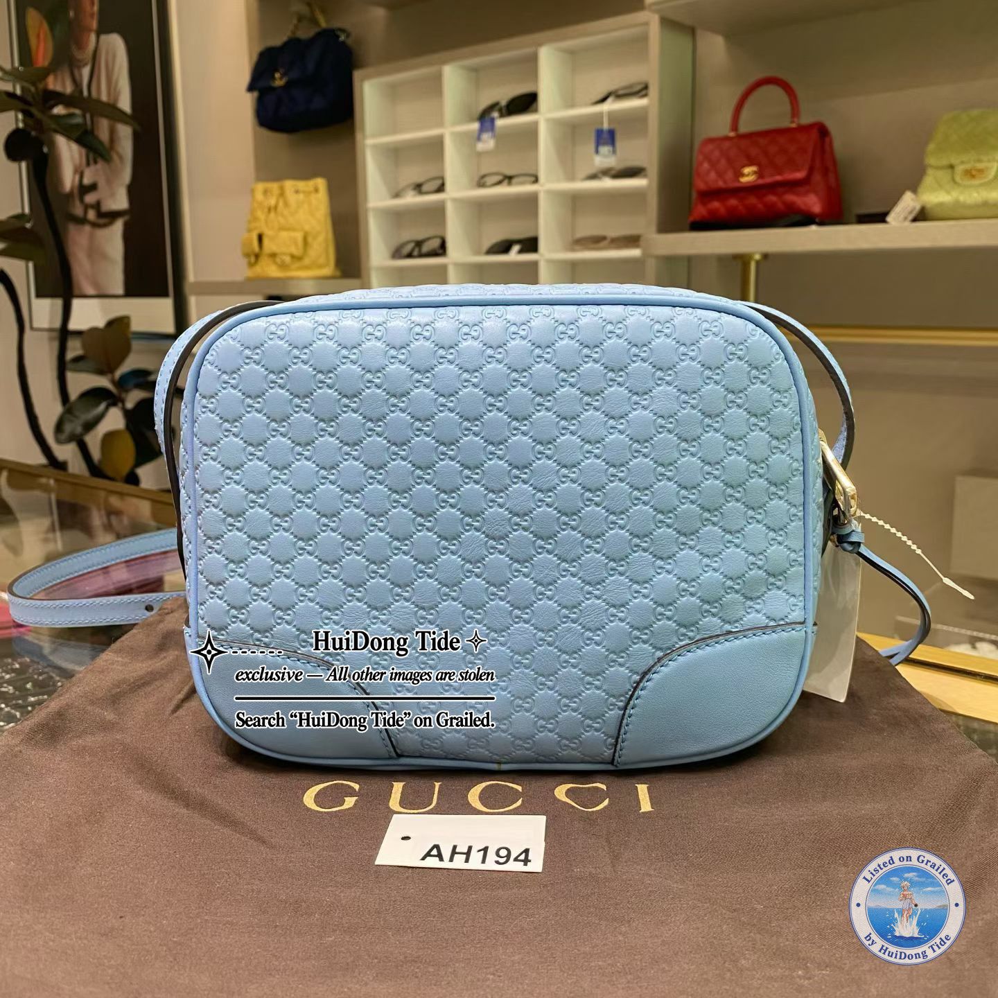 Gucci Gucci Bree Blue Leather Monogram Camera Bag ONE SIZE Size ONE SIZE - 3 Thumbnail