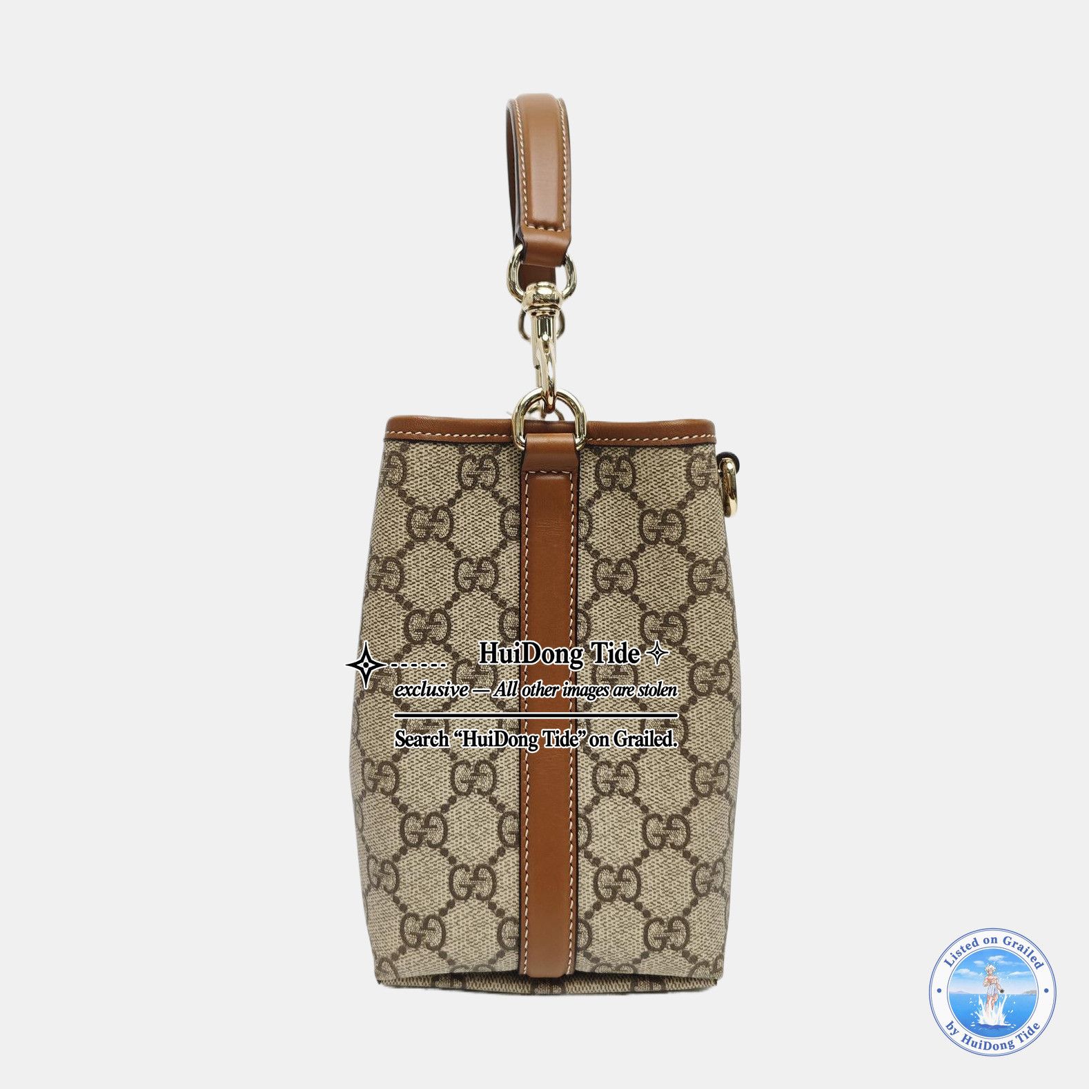 Gucci Gucci GG Emblem Coated Canvas Handle Bag ONE SIZE Size ONE SIZE - 4 Thumbnail