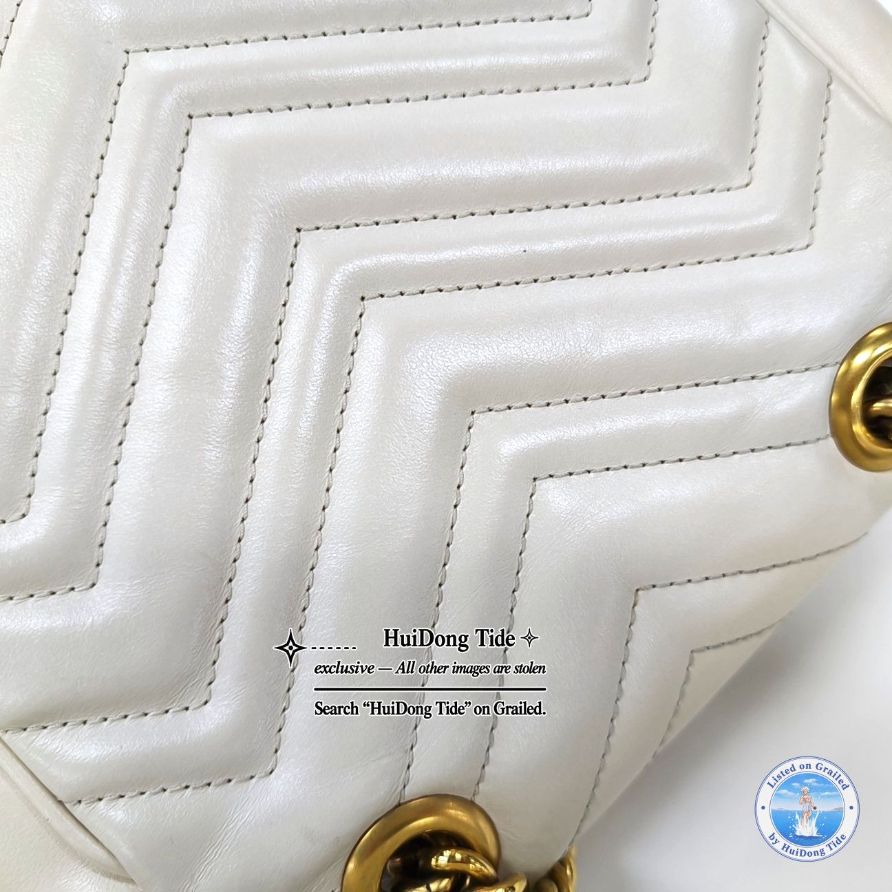 Gucci Gucci White GG Marmont Mini Leather Shoulder Bag Size ONE SIZE - 10 Thumbnail