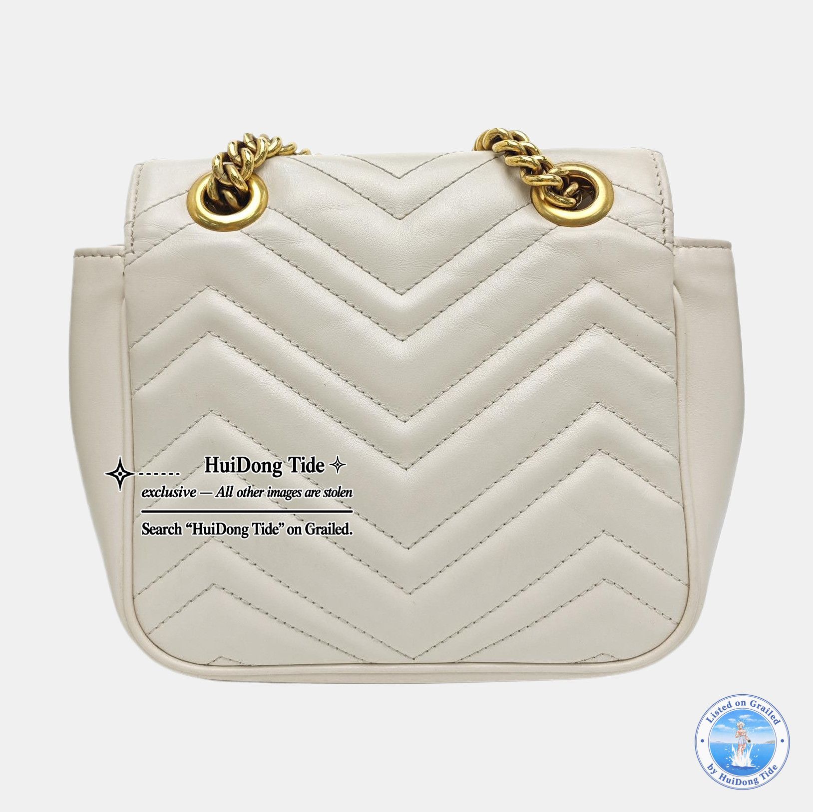 Gucci Gucci White GG Marmont Mini Leather Shoulder Bag Size ONE SIZE - 5 Thumbnail