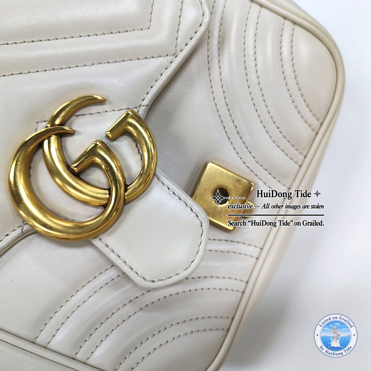 Gucci Gucci White GG Marmont Mini Leather Shoulder Bag Size ONE SIZE - 9 Thumbnail