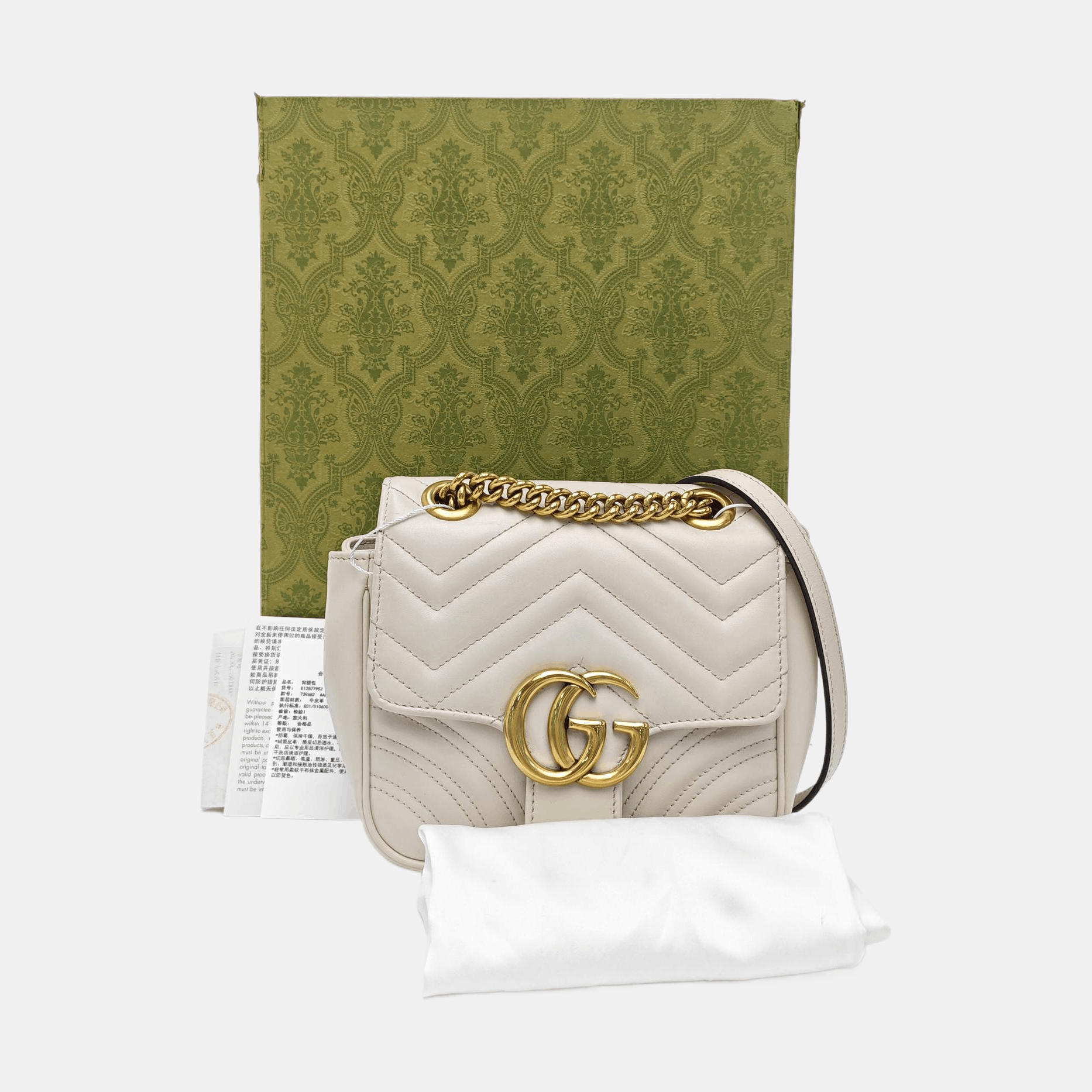 Gucci Gucci White GG Marmont Mini Leather Shoulder Bag Size ONE SIZE - 8 Thumbnail
