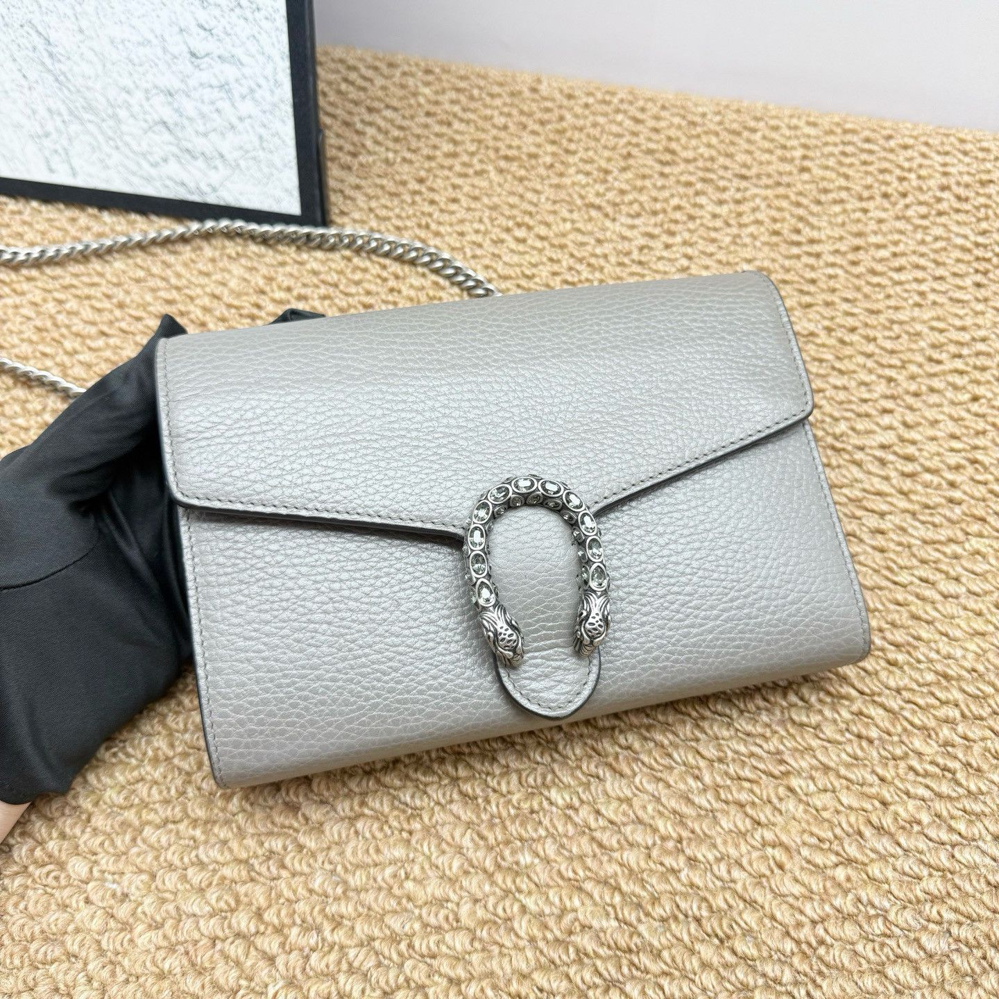 Gucci Gucci Dionysus Leather Shoulder Bag Gray Size ONE SIZE - 3 Thumbnail