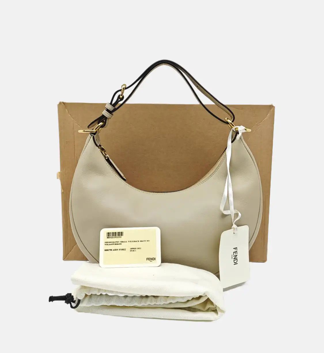 Fendi FENDI Fendigraphy khaki cowhide leather handbag gold hardware detachable strap F Size ONE SIZE - 8 Thumbnail
