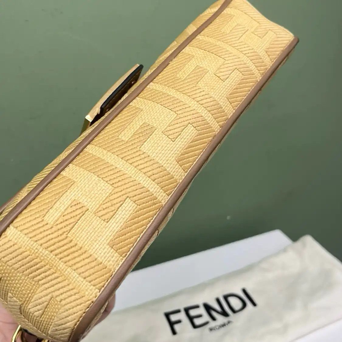 Fendi FENDI Baguette Medium yellow canvas handbag gold hardware detachable strap Size ONE SIZE - 7 Thumbnail