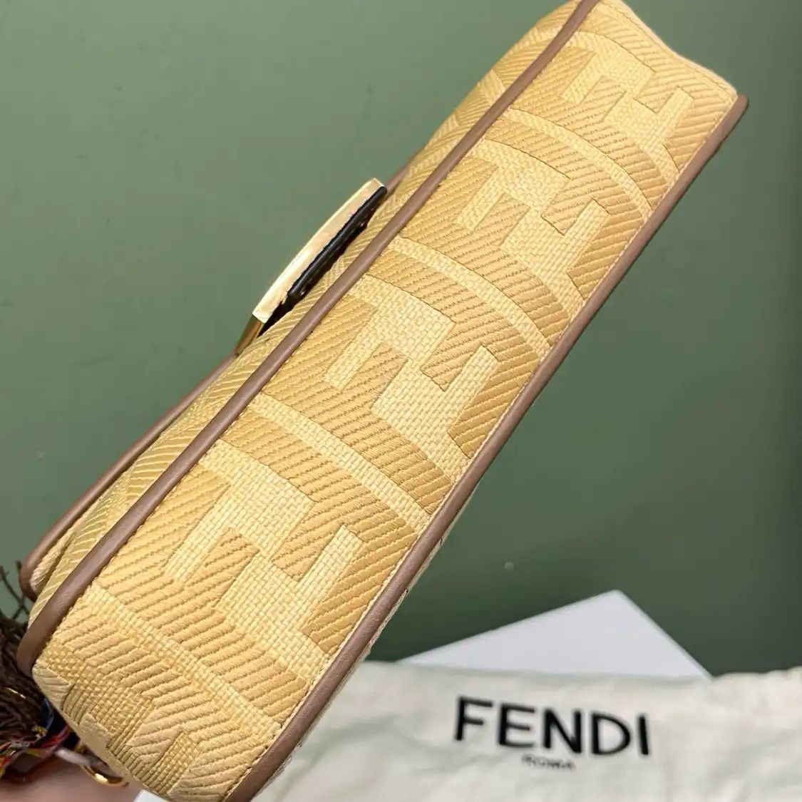Fendi FENDI Baguette Medium yellow canvas handbag gold hardware detachable strap Size ONE SIZE - 6 Thumbnail
