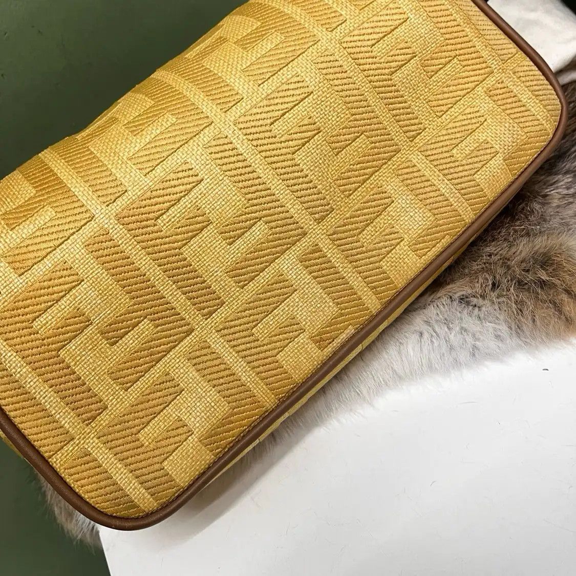 Fendi FENDI Baguette Medium yellow canvas handbag gold hardware detachable strap Size ONE SIZE - 10 Thumbnail