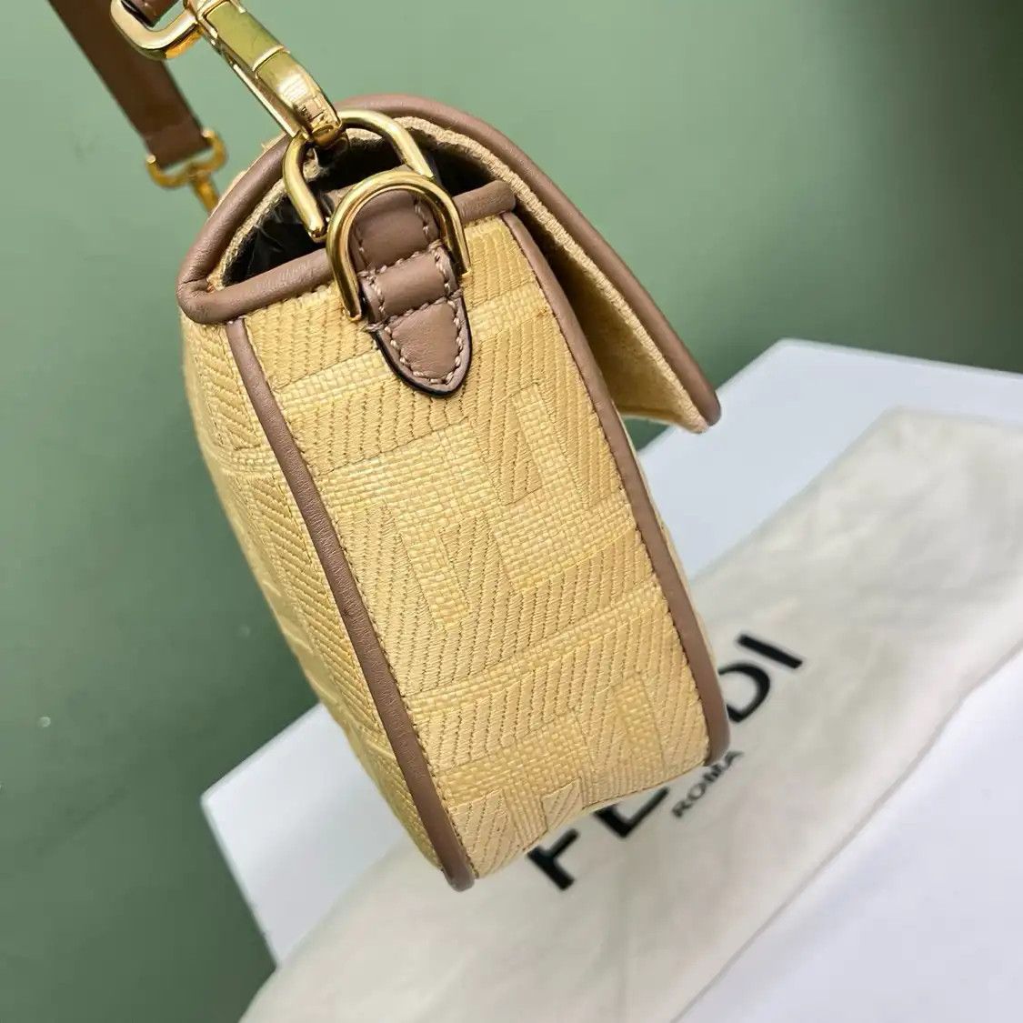 Fendi FENDI Baguette Medium yellow canvas handbag gold hardware detachable strap Size ONE SIZE - 3 Thumbnail