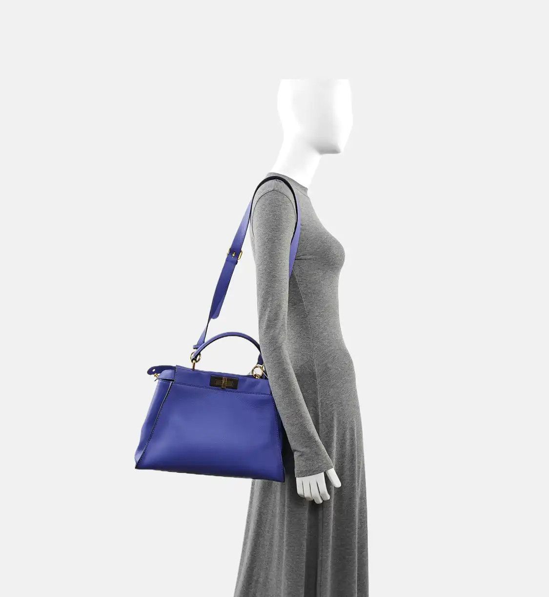 Fendi FENDI Peekaboo Medium blue-violetcowhide leather shoulder bag handbag crossbody Size ONE SIZE - 2 Thumbnail