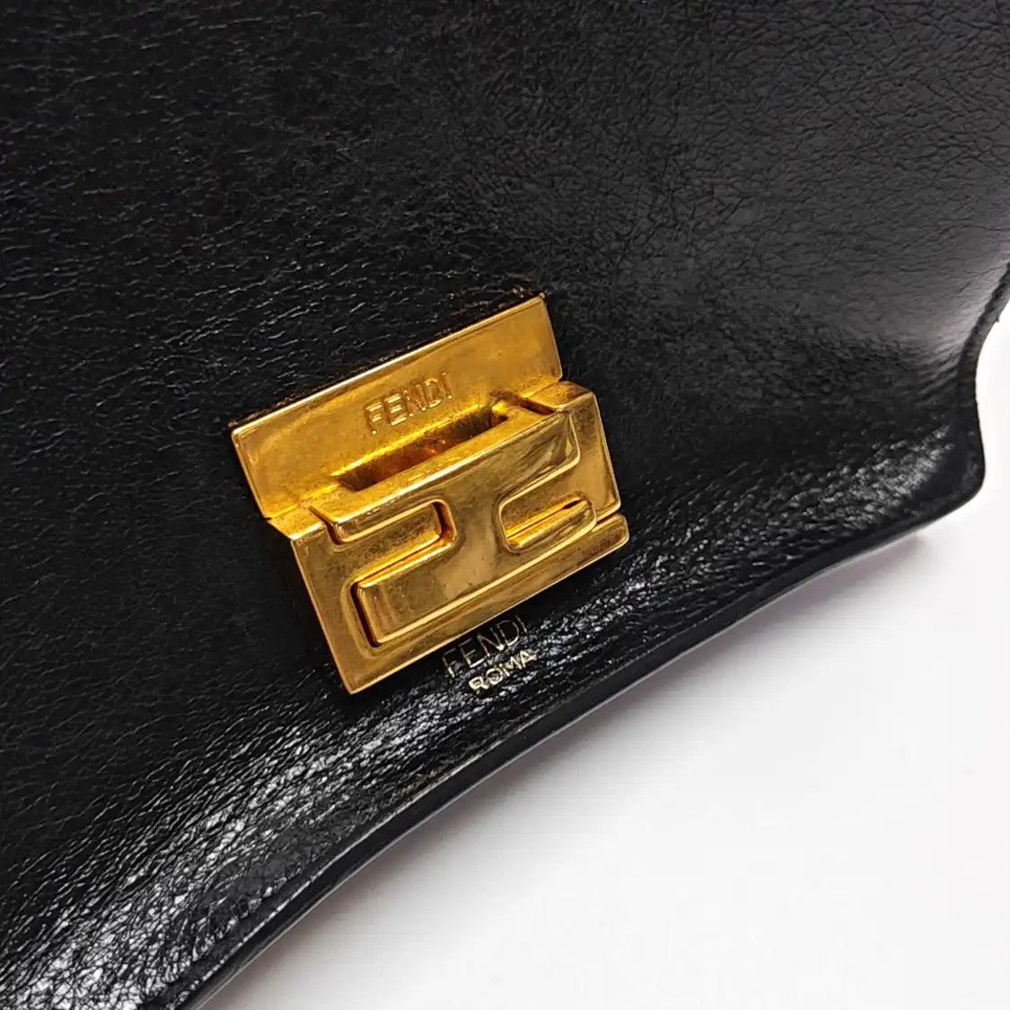 Fendi FENDI Kan U Small black sheepskin shoulder bag crossbody bag gold hardware detac Size ONE SIZE - 12 Thumbnail