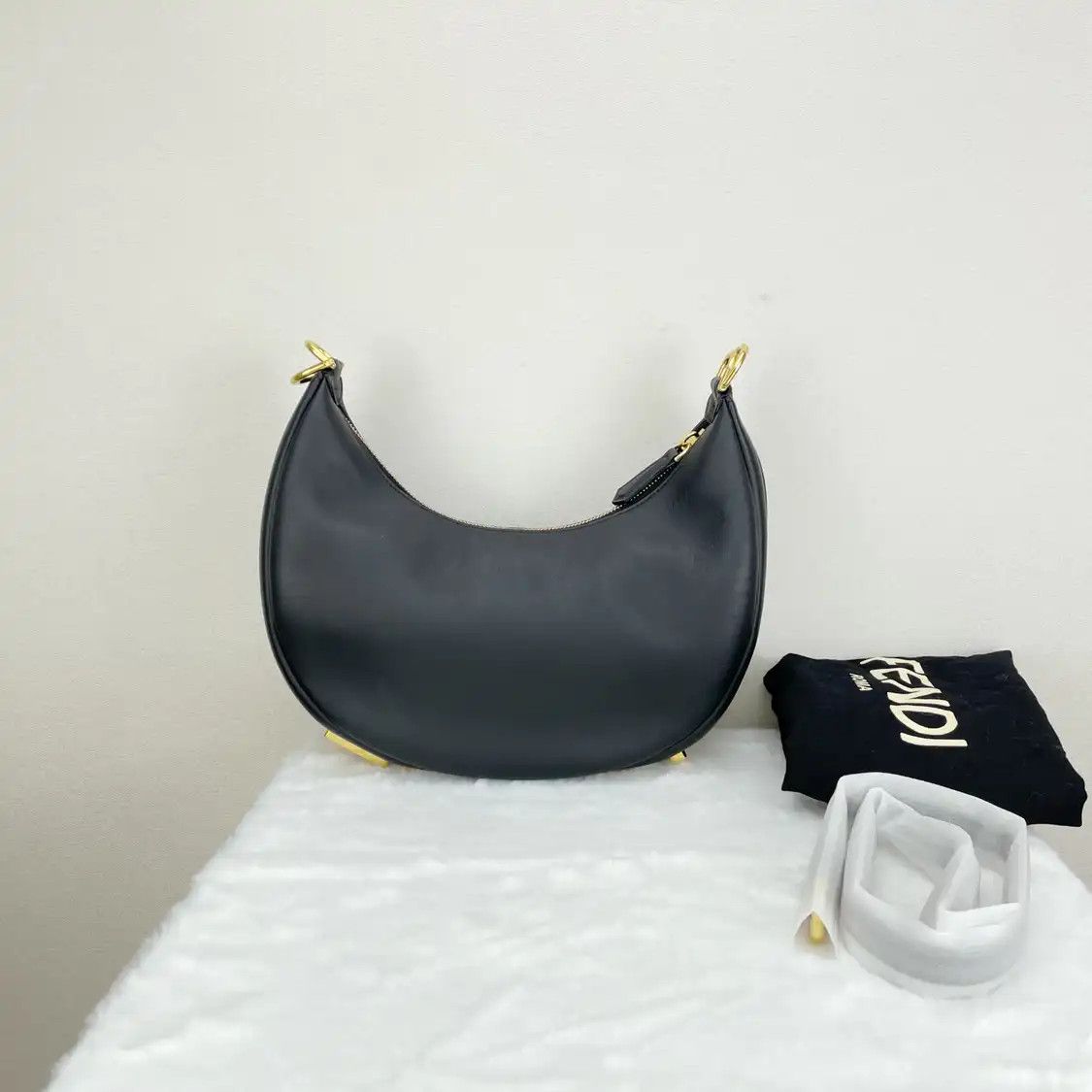 Fendi FENDI Fendigraphy Small black cowhide leather shoulder bag detachable strap Size ONE SIZE - 2 Thumbnail