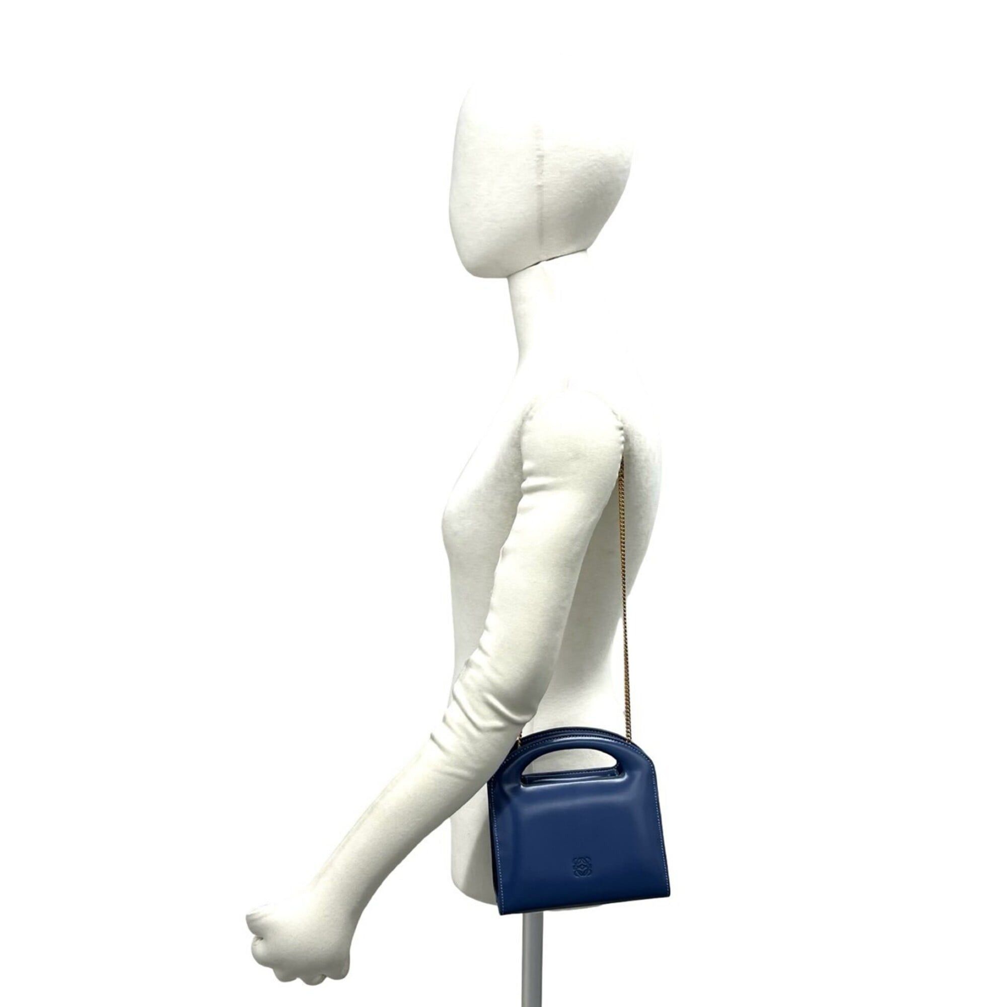 Loewe LOEWE Vintage Anagram Logo Leather 2-Way Chain Shoulder Bag/Handbag, Blue, 97757 Size ONE SIZE - 2 Thumbnail