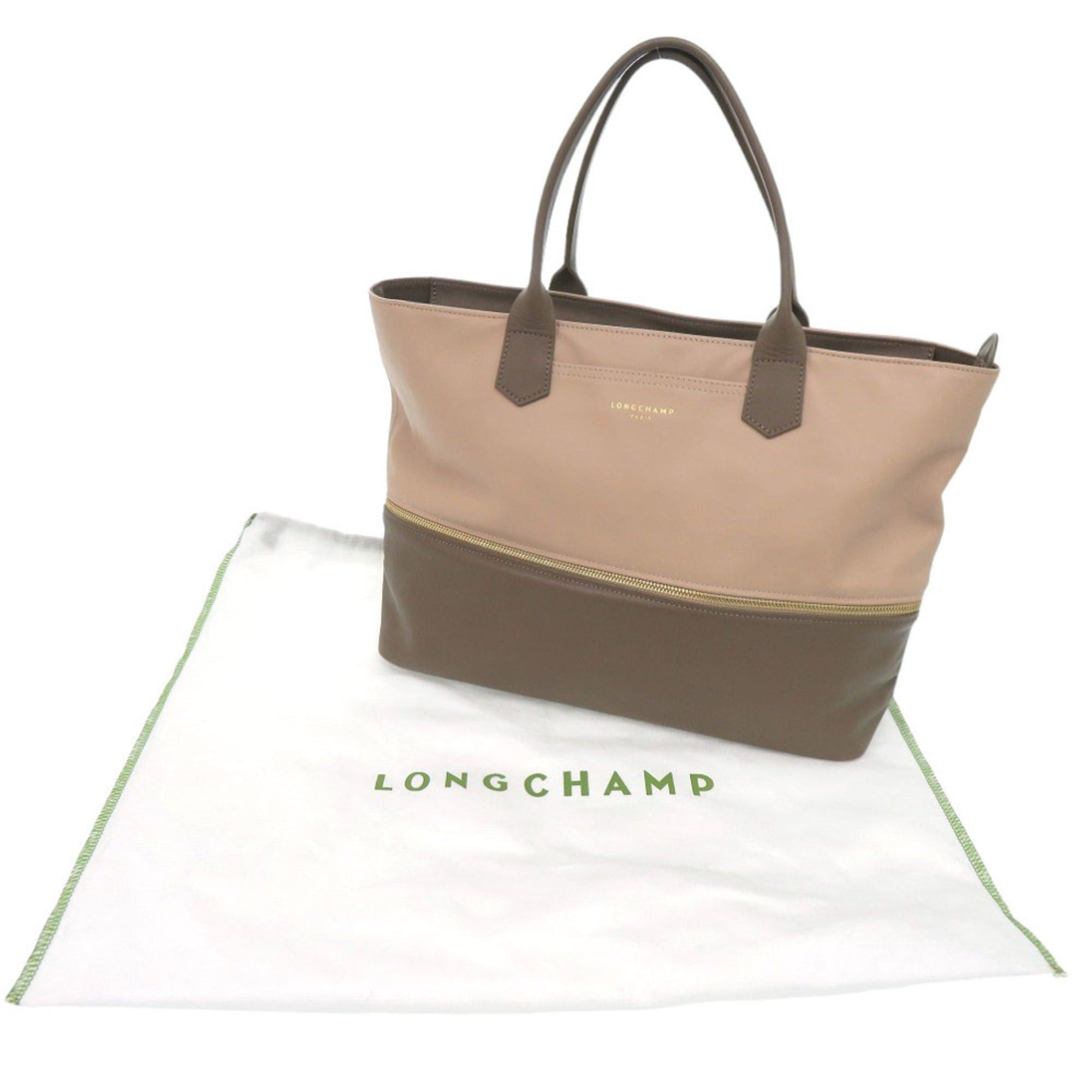Longchamp Longchamp 2-way Leather Tote Bag in Brown and Pink Beige (0535) Size ONE SIZE - 2 Thumbnail
