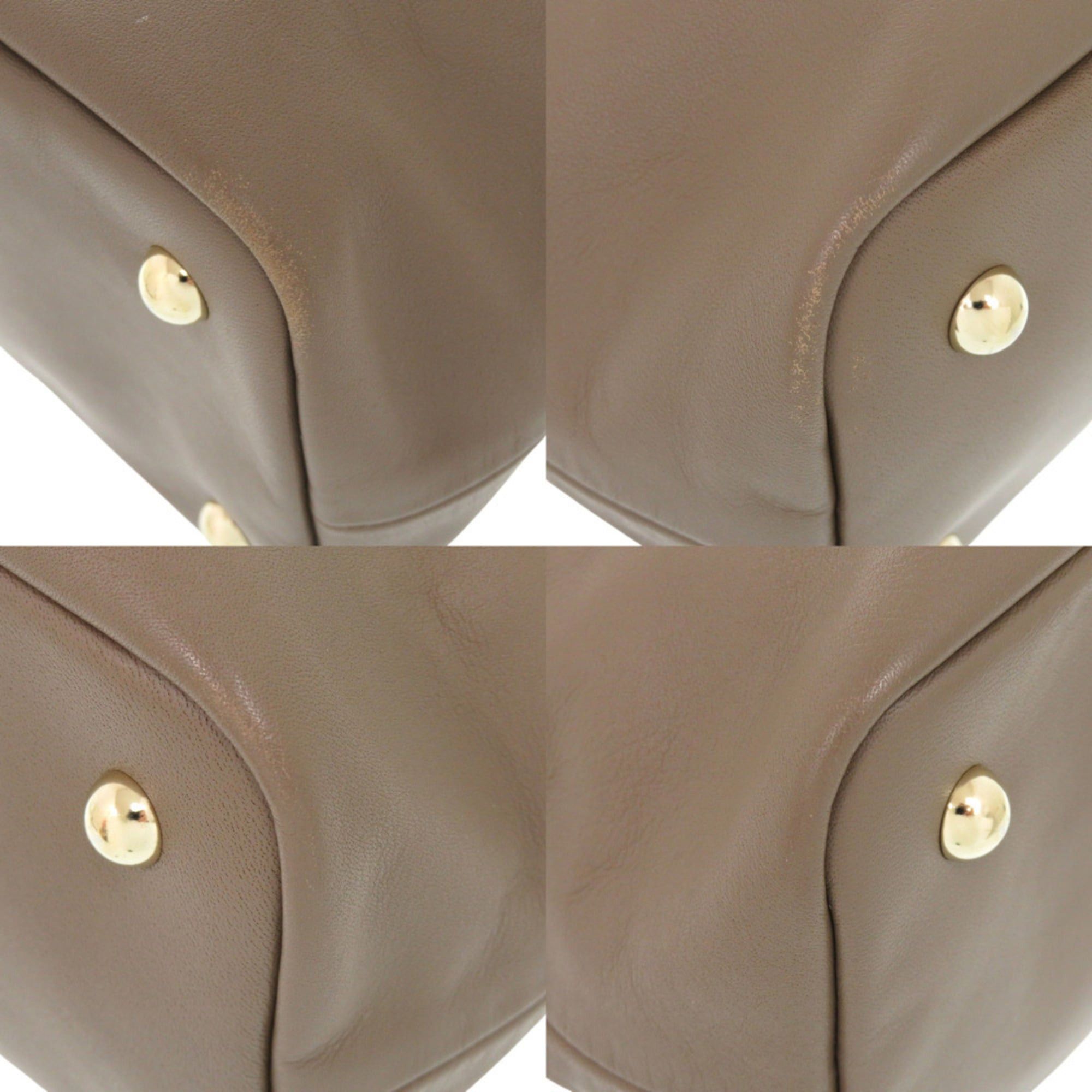 Longchamp Longchamp 2-way Leather Tote Bag in Brown and Pink Beige (0535) Size ONE SIZE - 5 Thumbnail