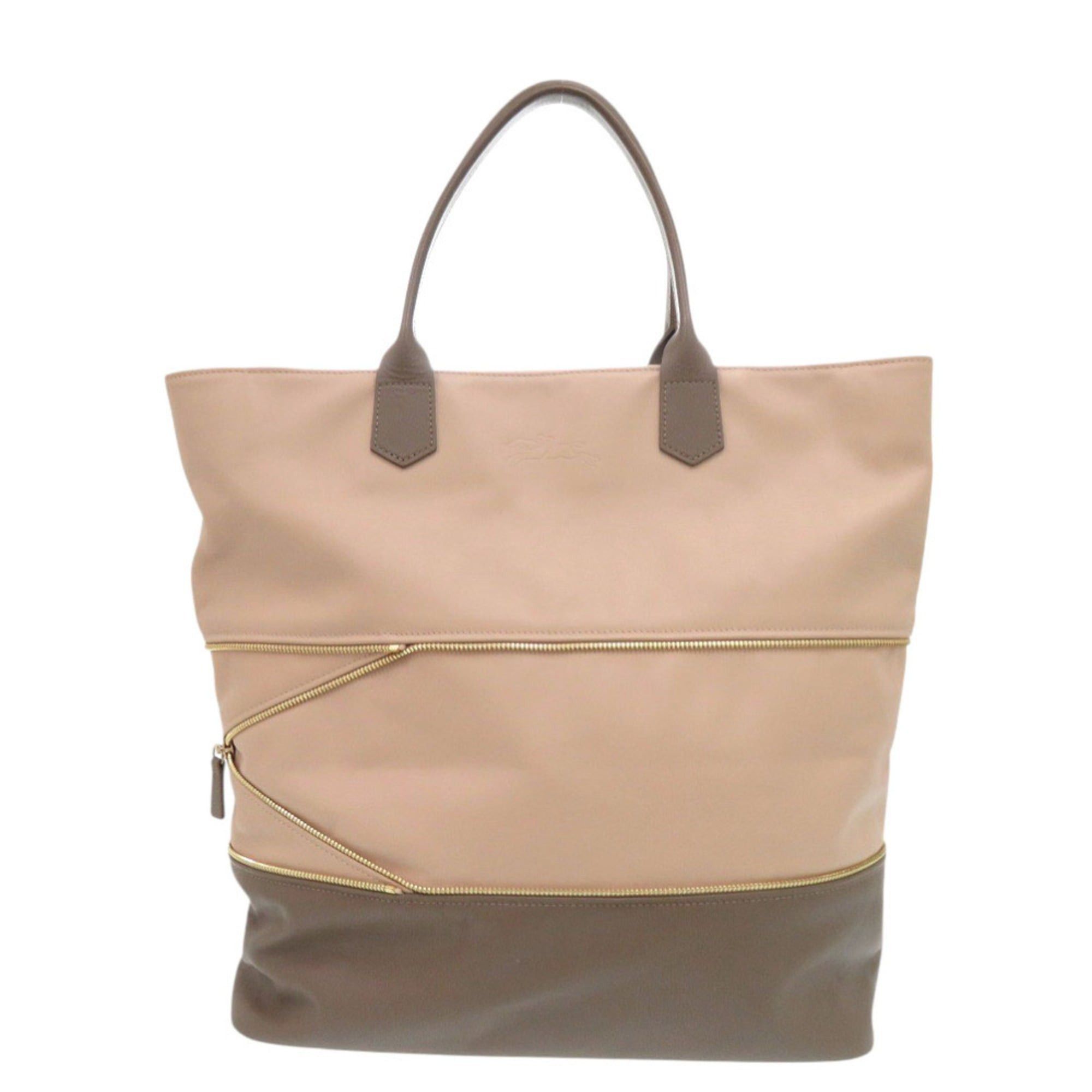 Longchamp Longchamp 2-way Leather Tote Bag in Brown and Pink Beige (0535) Size ONE SIZE - 4 Thumbnail