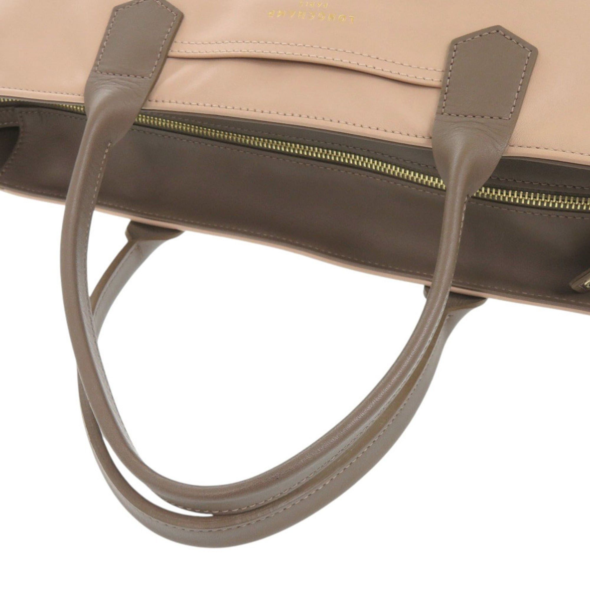 Longchamp Longchamp 2-way Leather Tote Bag in Brown and Pink Beige (0535) Size ONE SIZE - 7 Thumbnail