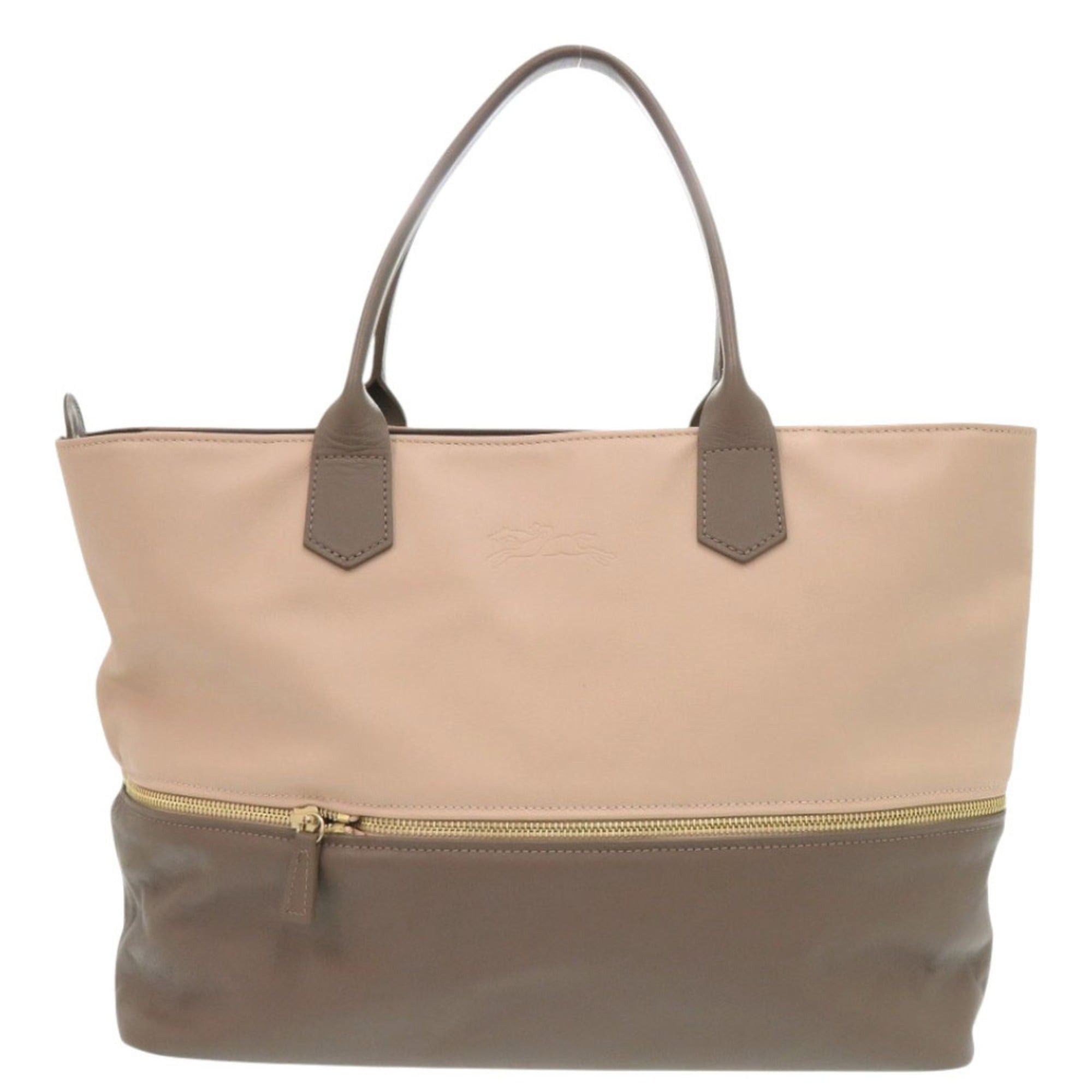 Longchamp Longchamp 2-way Leather Tote Bag in Brown and Pink Beige (0535) Size ONE SIZE - 3 Thumbnail