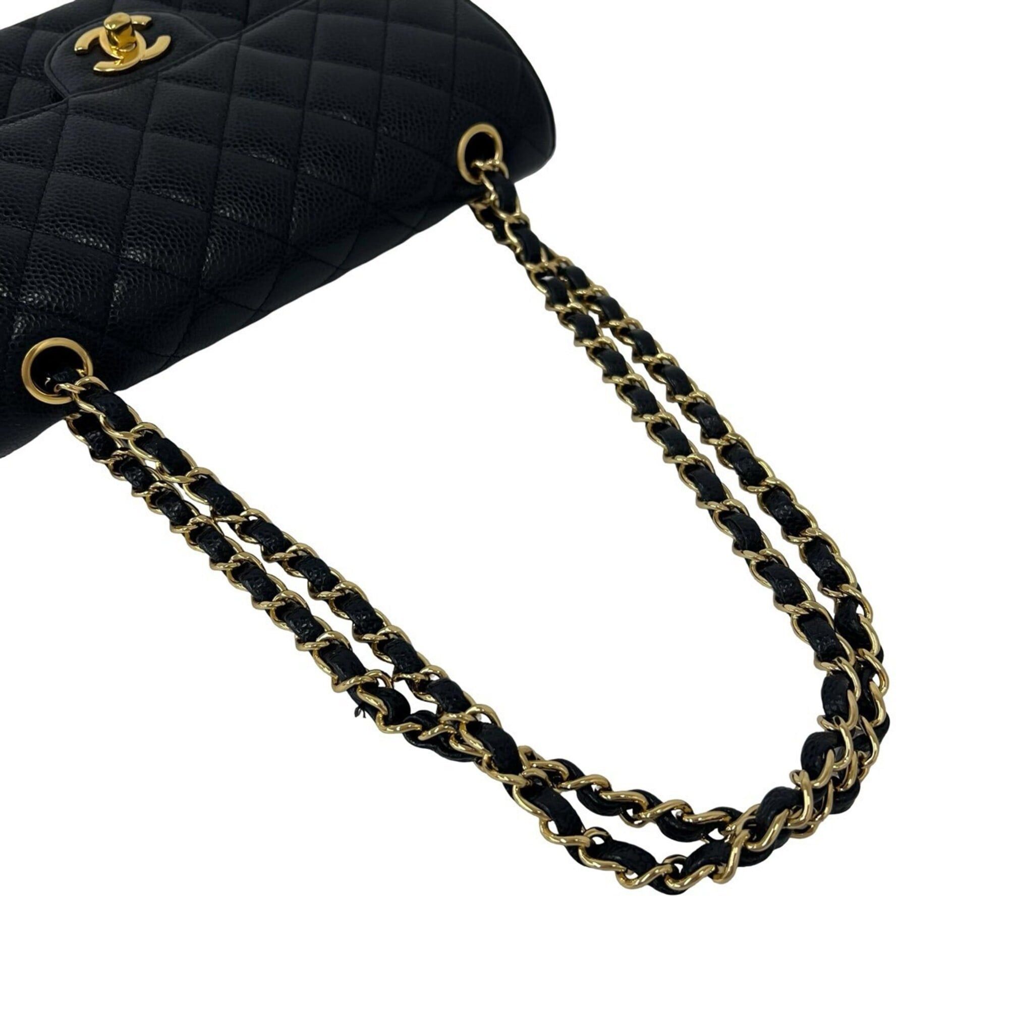 Chanel CHANEL Matelassé Coco Mark Double Flap Caviar Skin Shoulder Bag Black 39525 Size ONE SIZE - 4 Thumbnail