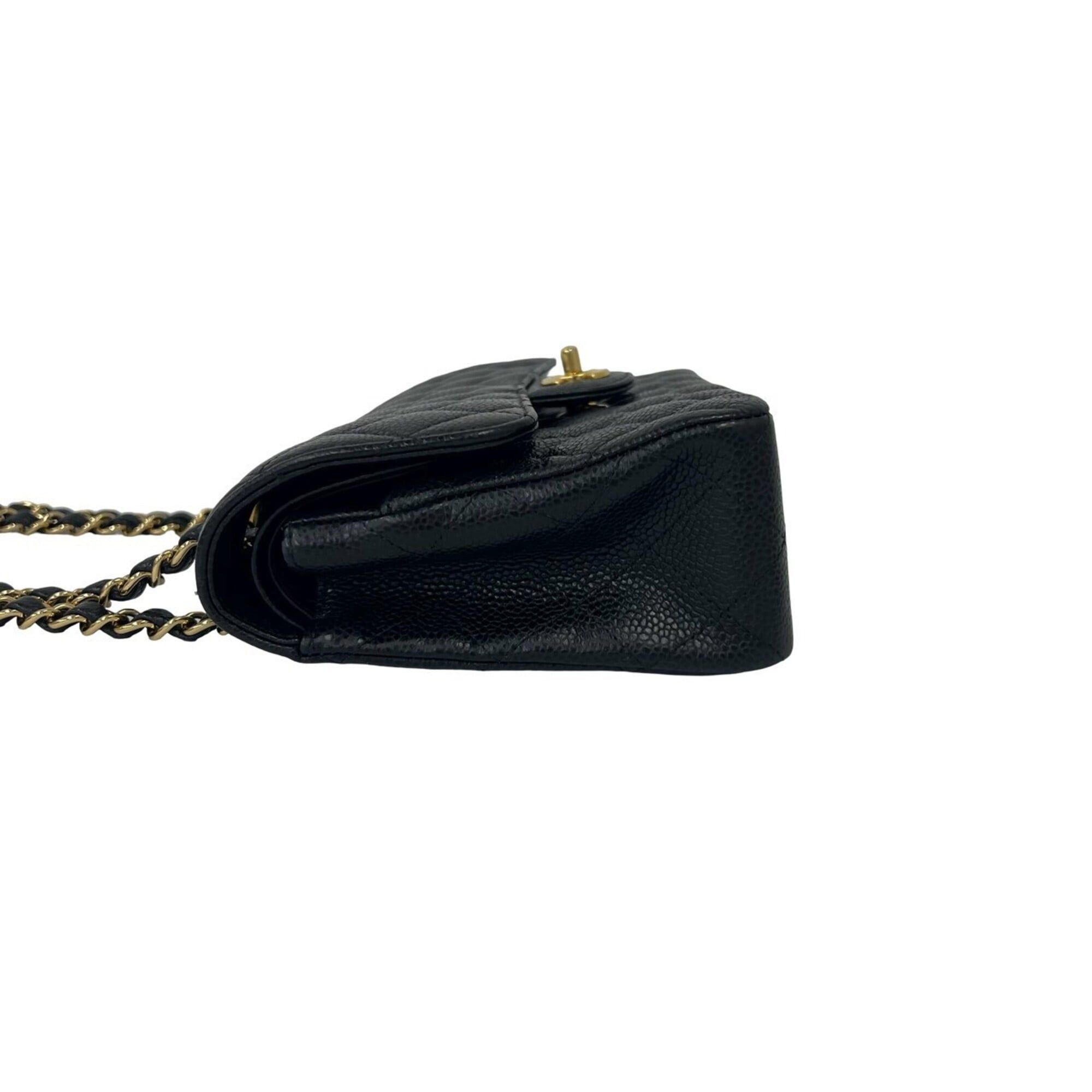 Chanel CHANEL Matelassé Coco Mark Double Flap Caviar Skin Shoulder Bag Black 39525 Size ONE SIZE - 5 Thumbnail