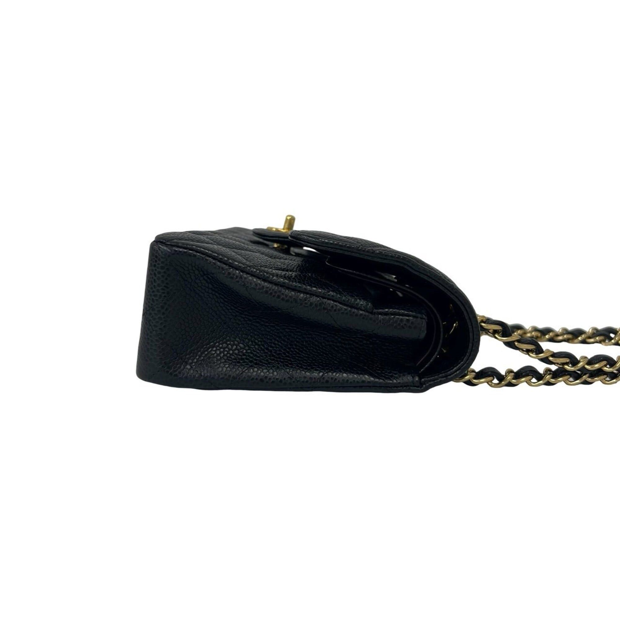Chanel CHANEL Matelassé Coco Mark Double Flap Caviar Skin Shoulder Bag Black 39525 Size ONE SIZE - 6 Thumbnail
