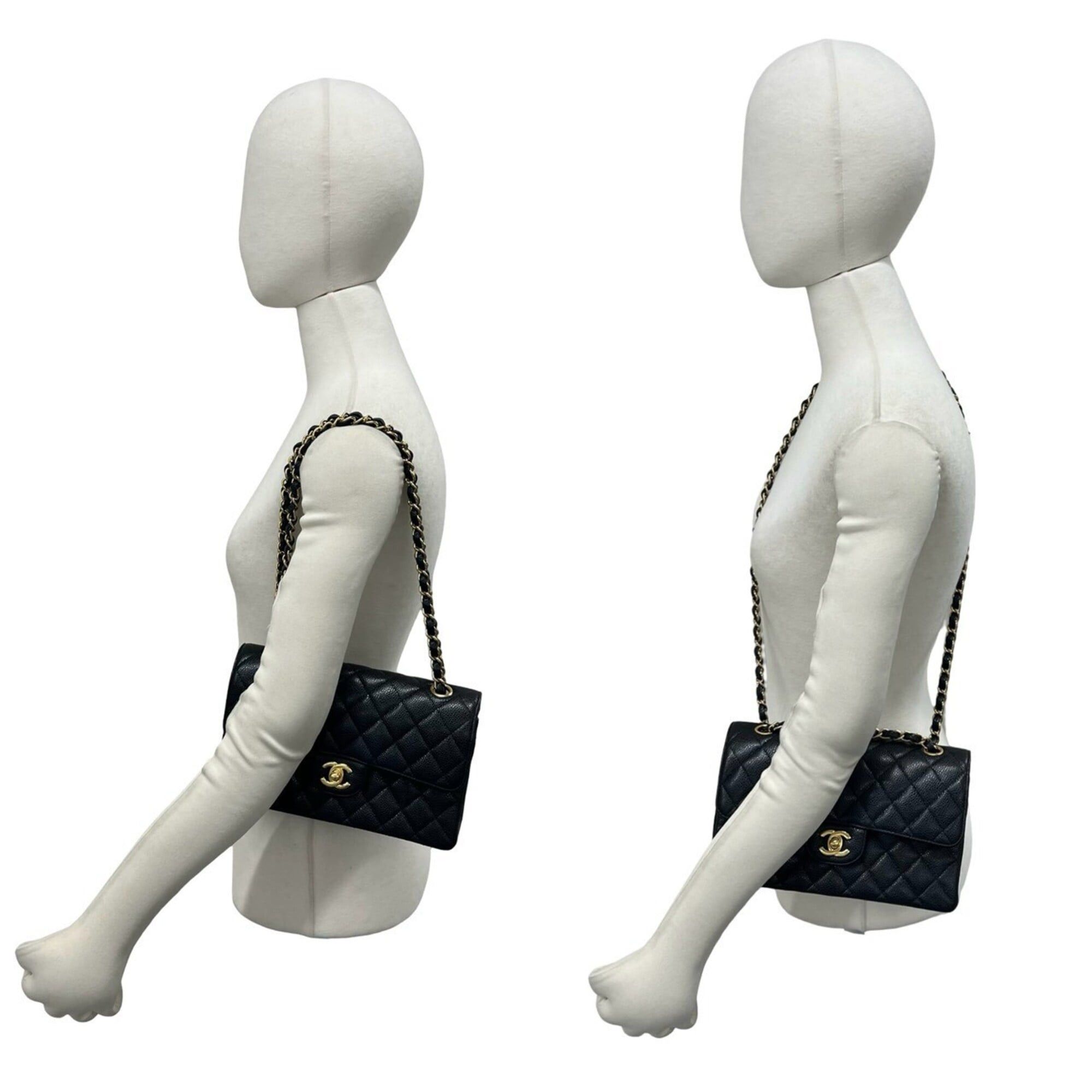 Chanel CHANEL Matelassé Coco Mark Double Flap Caviar Skin Shoulder Bag Black 39525 Size ONE SIZE - 2 Thumbnail