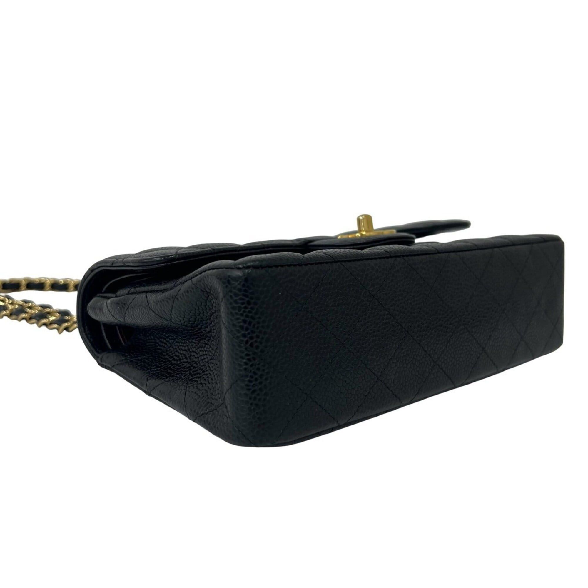 Chanel CHANEL Matelassé Coco Mark Double Flap Caviar Skin Shoulder Bag Black 39525 Size ONE SIZE - 7 Thumbnail