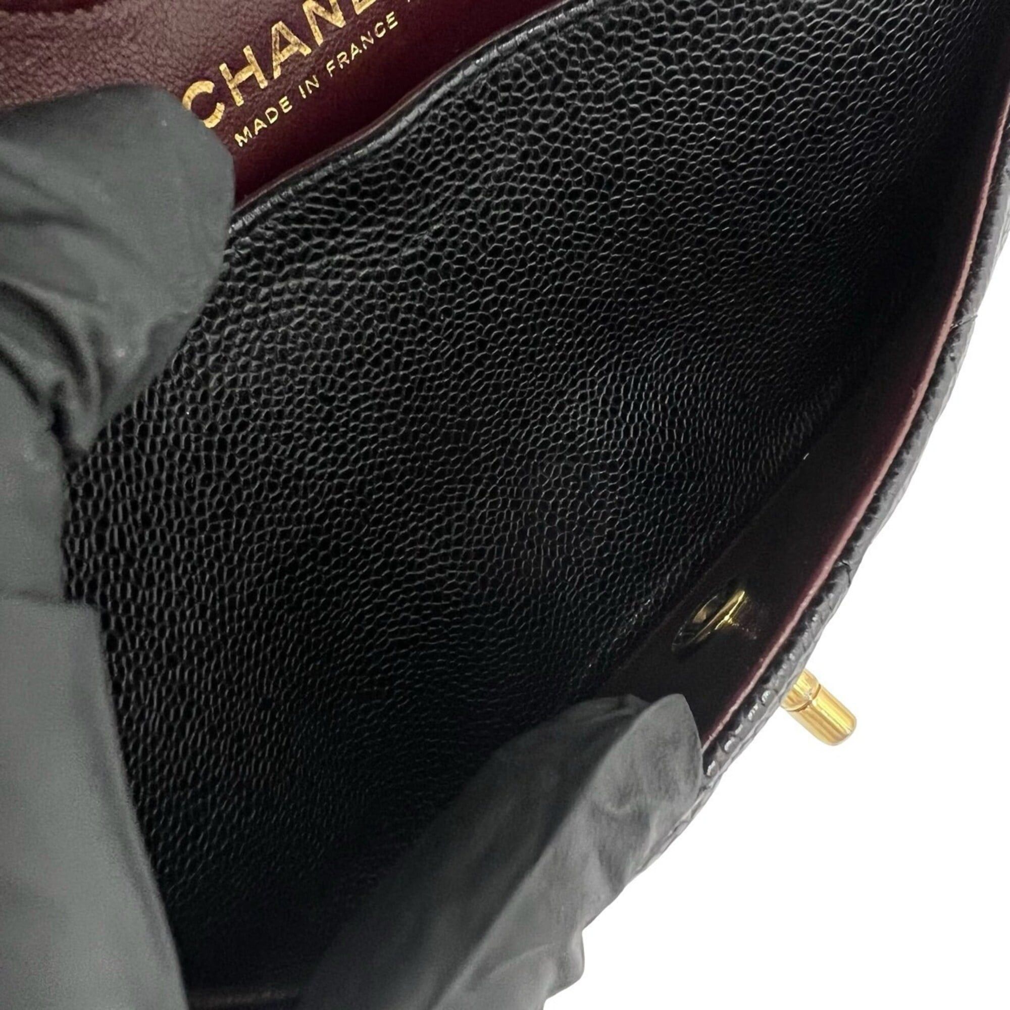 Chanel CHANEL Matelassé Coco Mark Double Flap Caviar Skin Shoulder Bag Black 39525 Size ONE SIZE - 10 Thumbnail