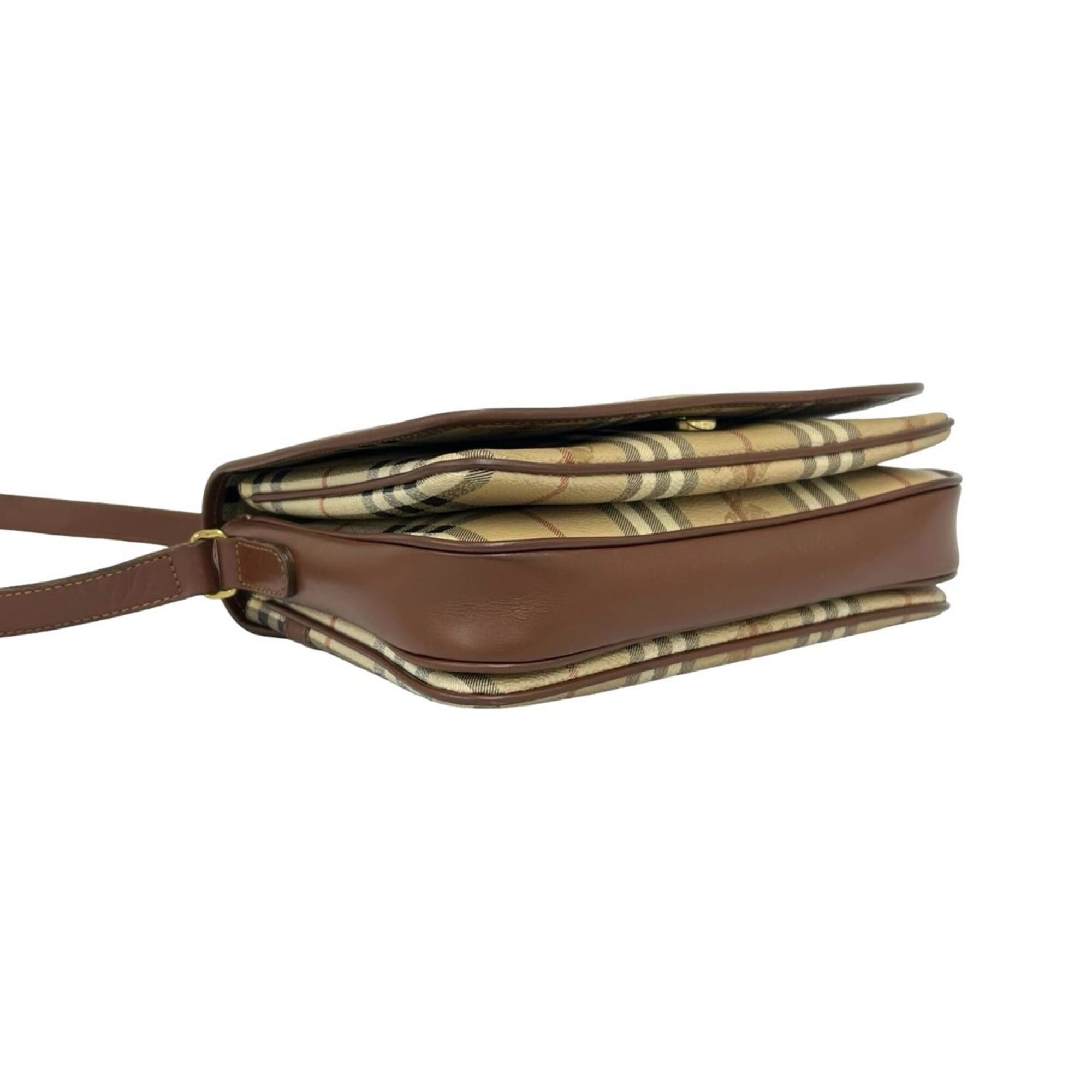 Burberry BURBERRY Vintage Nova Check Pattern Leather Shoulder Bag/Pochette/Sacoche - Brown/Beige 09335 Size ONE SIZE - 7 Thumbnail