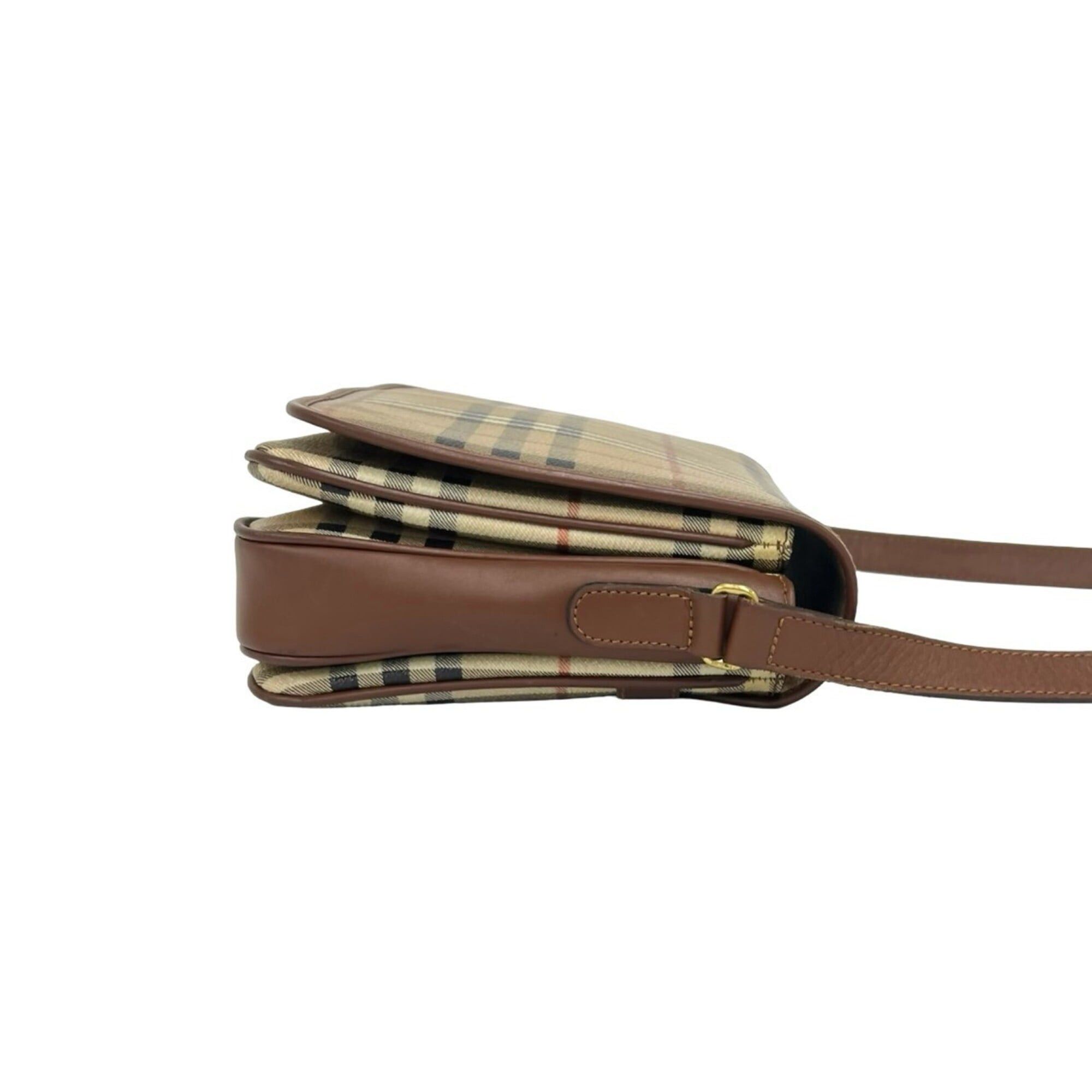 Burberry BURBERRY Vintage Nova Check Pattern Leather Shoulder Bag/Pochette/Sacoche - Brown/Beige 09335 Size ONE SIZE - 6 Thumbnail