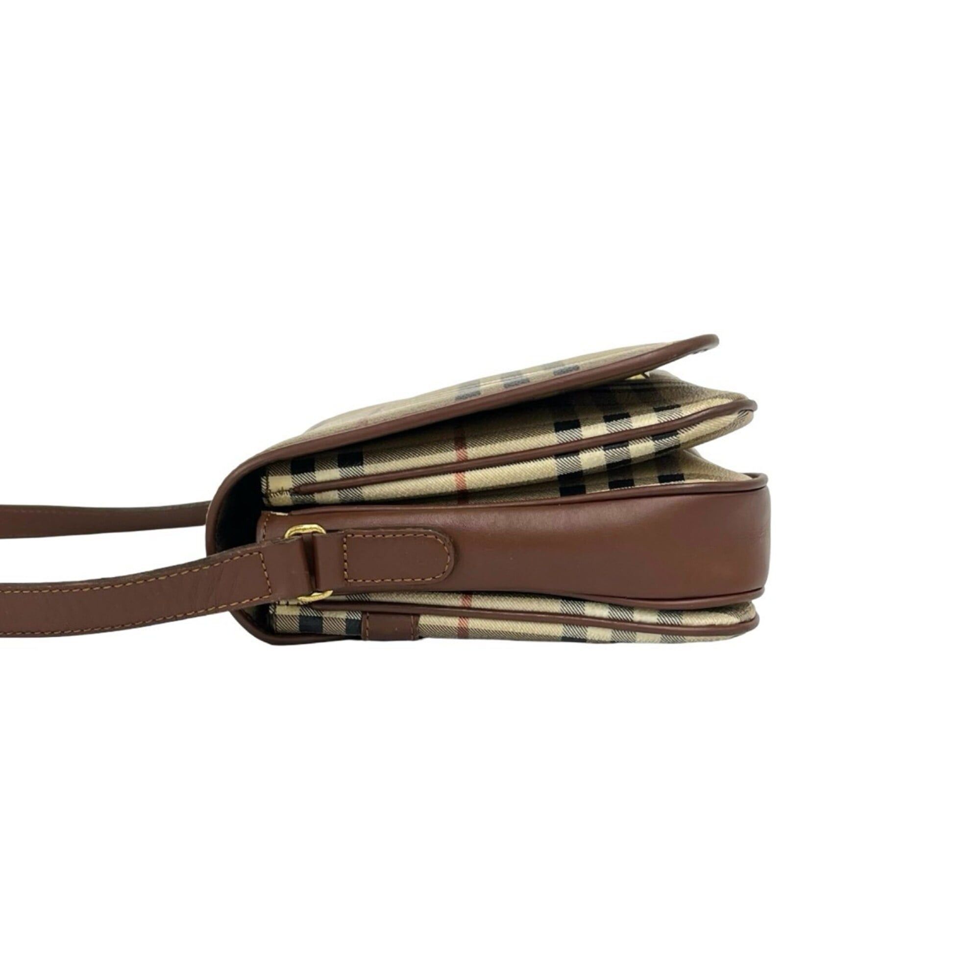 Burberry BURBERRY Vintage Nova Check Pattern Leather Shoulder Bag/Pochette/Sacoche - Brown/Beige 09335 Size ONE SIZE - 5 Thumbnail