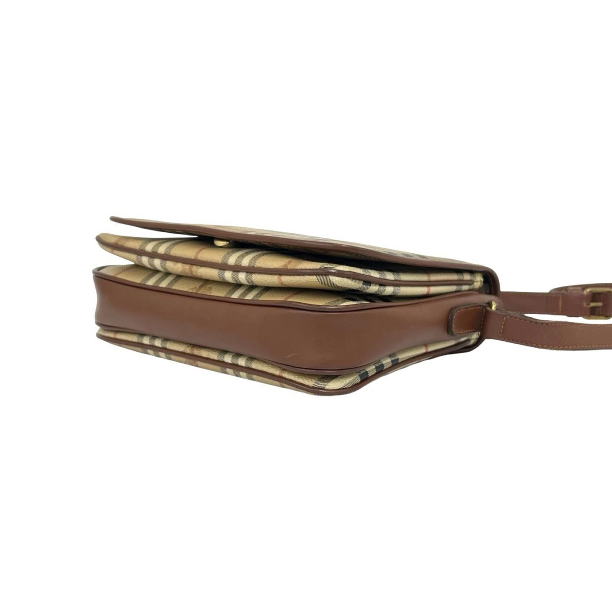 Burberry BURBERRY Vintage Nova Check Pattern Leather Shoulder Bag/Pochette/Sacoche - Brown/Beige 09335 Size ONE SIZE - 8 Thumbnail
