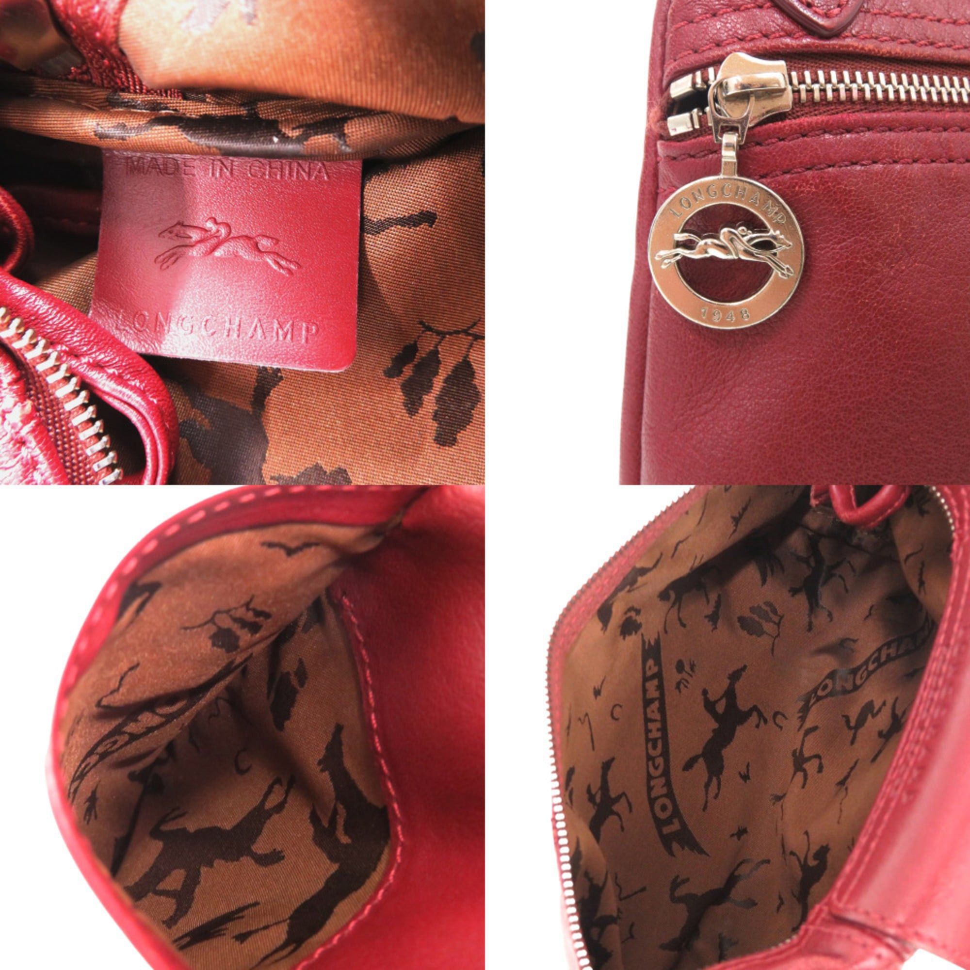 Longchamp Longchamp Le Pliage Leather Shoulder Bag, Bordeaux, 0518 Size ONE SIZE - 4 Thumbnail