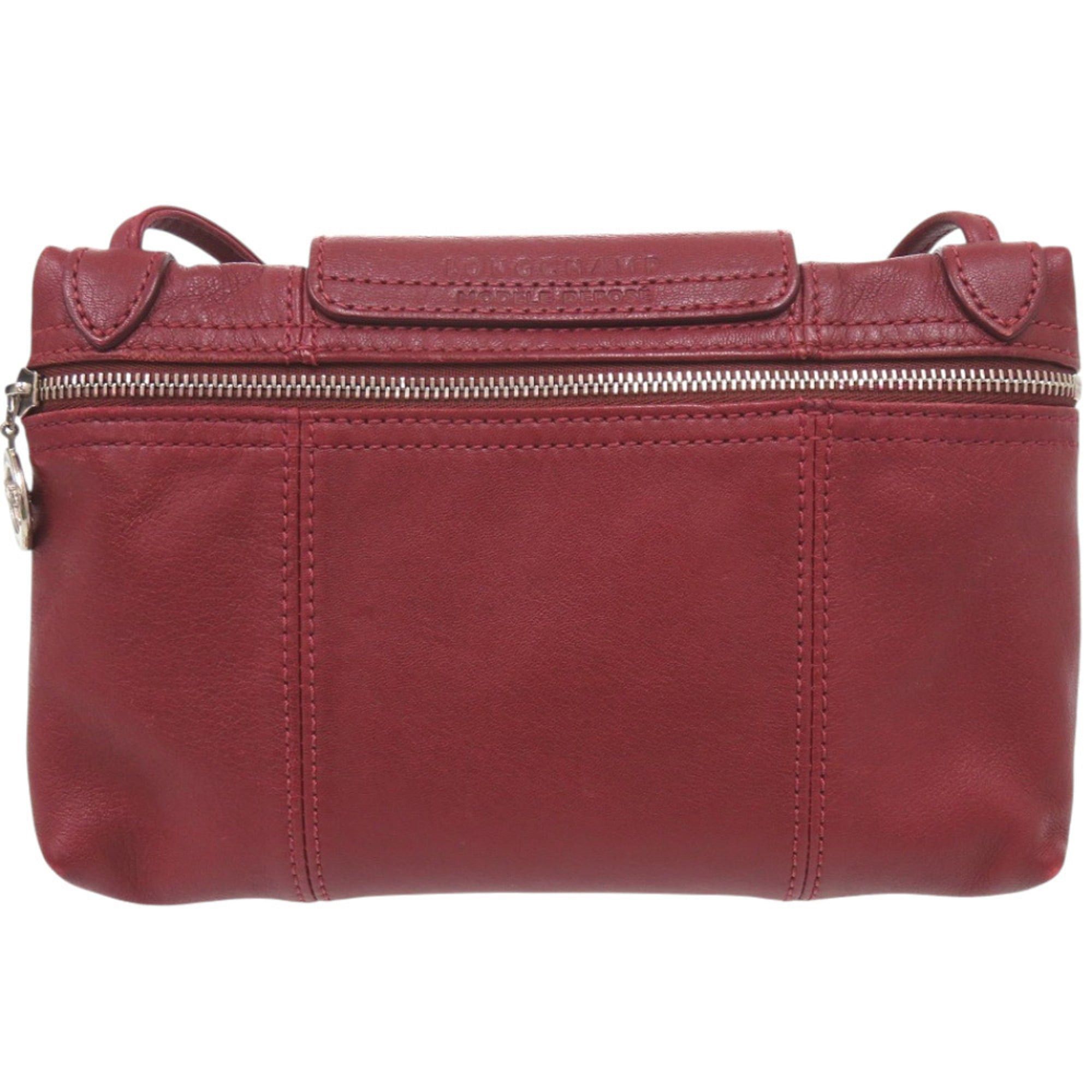 Longchamp Longchamp Le Pliage Leather Shoulder Bag, Bordeaux, 0518 Size ONE SIZE - 2 Thumbnail