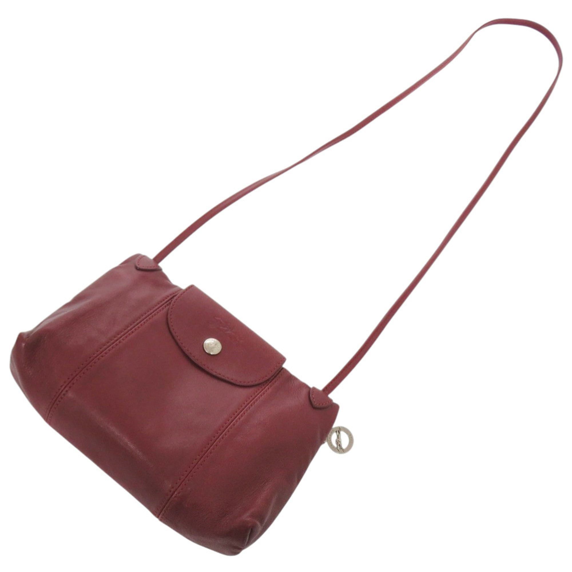 Longchamp Longchamp Le Pliage Leather Shoulder Bag, Bordeaux, 0518 Size ONE SIZE - 6 Thumbnail