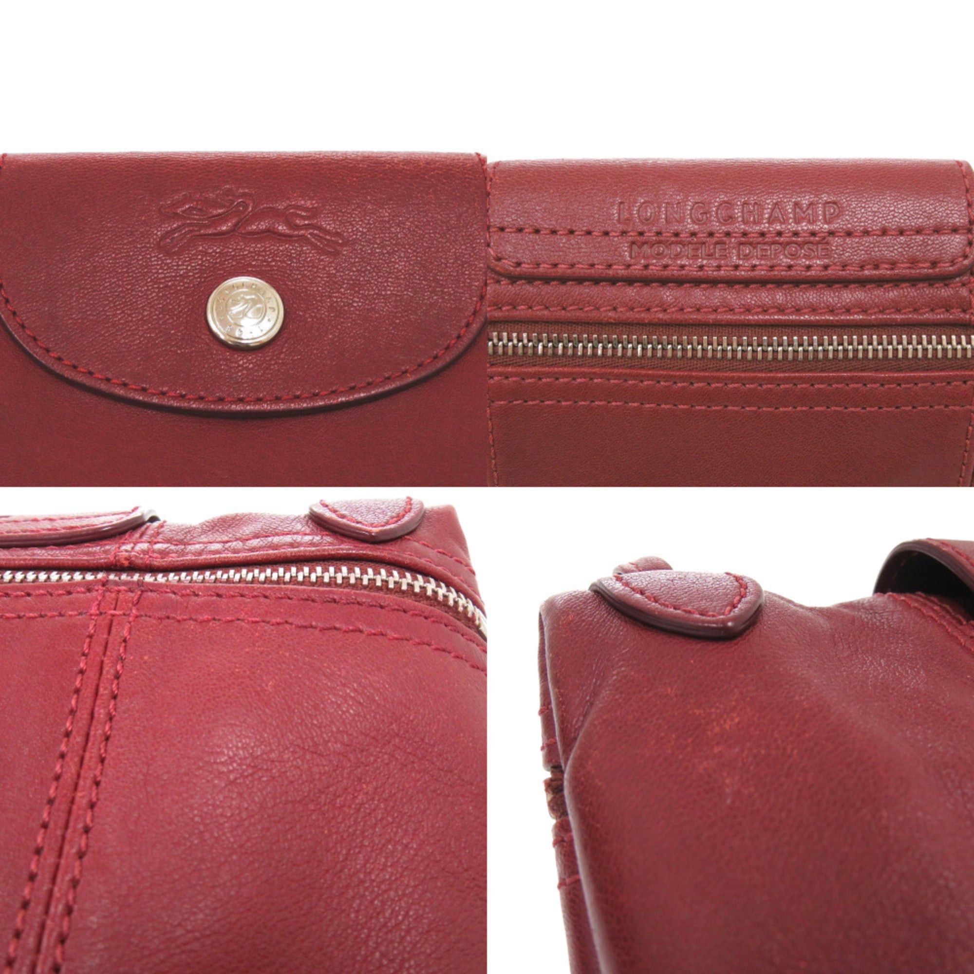 Longchamp Longchamp Le Pliage Leather Shoulder Bag, Bordeaux, 0518 Size ONE SIZE - 5 Thumbnail