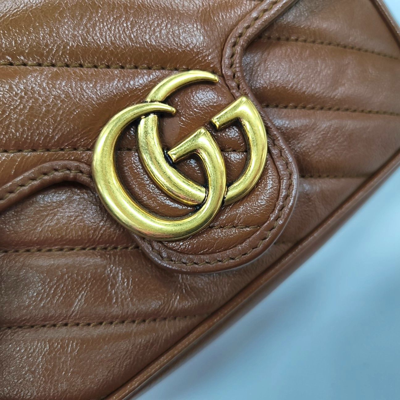 Gucci Gucci GG Marmont Brown Quilted Leather Mini Shoulder Bag Size ONE SIZE - 9 Thumbnail