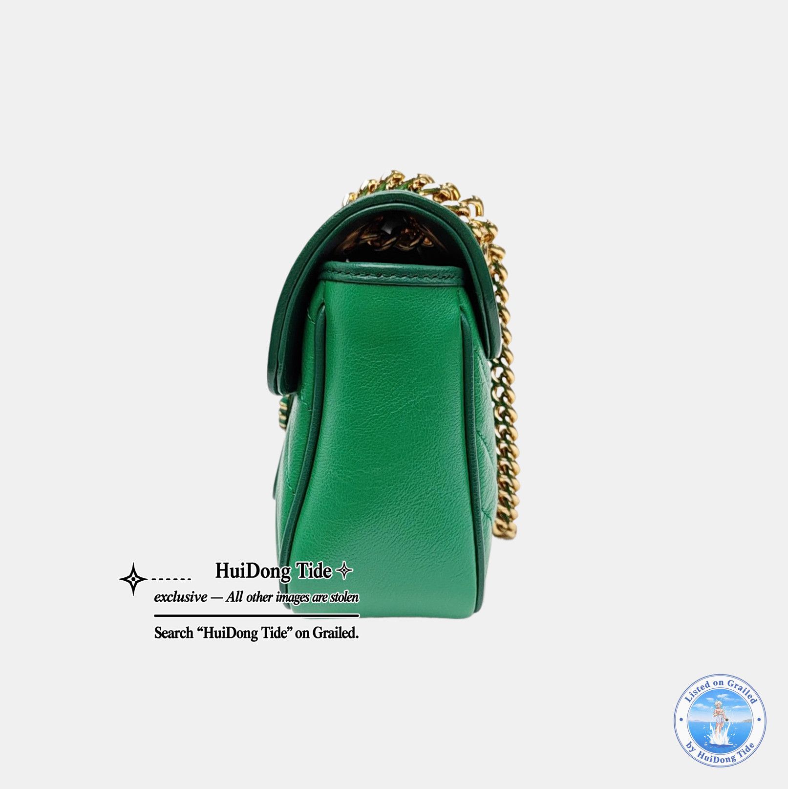 Gucci Gucci GG Marmont Green Leather Quilted Shoulder Bag Size ONE SIZE - 3 Thumbnail
