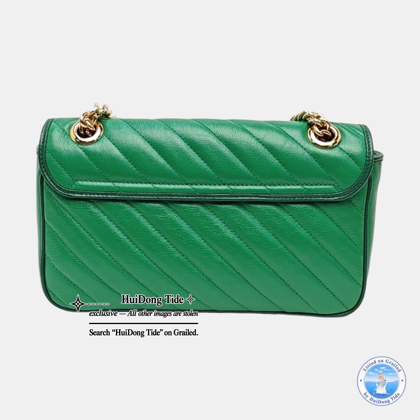 Gucci Gucci GG Marmont Green Leather Quilted Shoulder Bag Size ONE SIZE - 5 Thumbnail