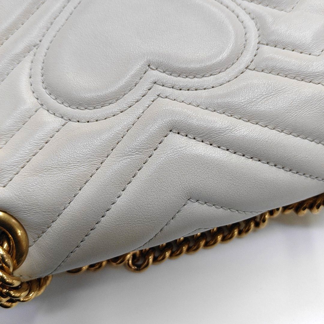 Gucci Gucci GG Marmont White Quilted Leather Shoulder Bag Size ONE SIZE - 11 Thumbnail
