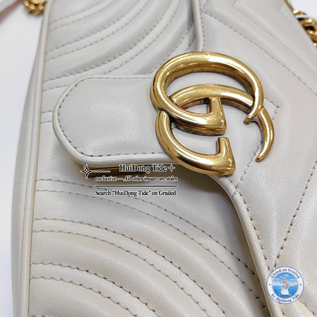 Gucci Gucci GG Marmont White Quilted Leather Shoulder Bag Size ONE SIZE - 9 Thumbnail